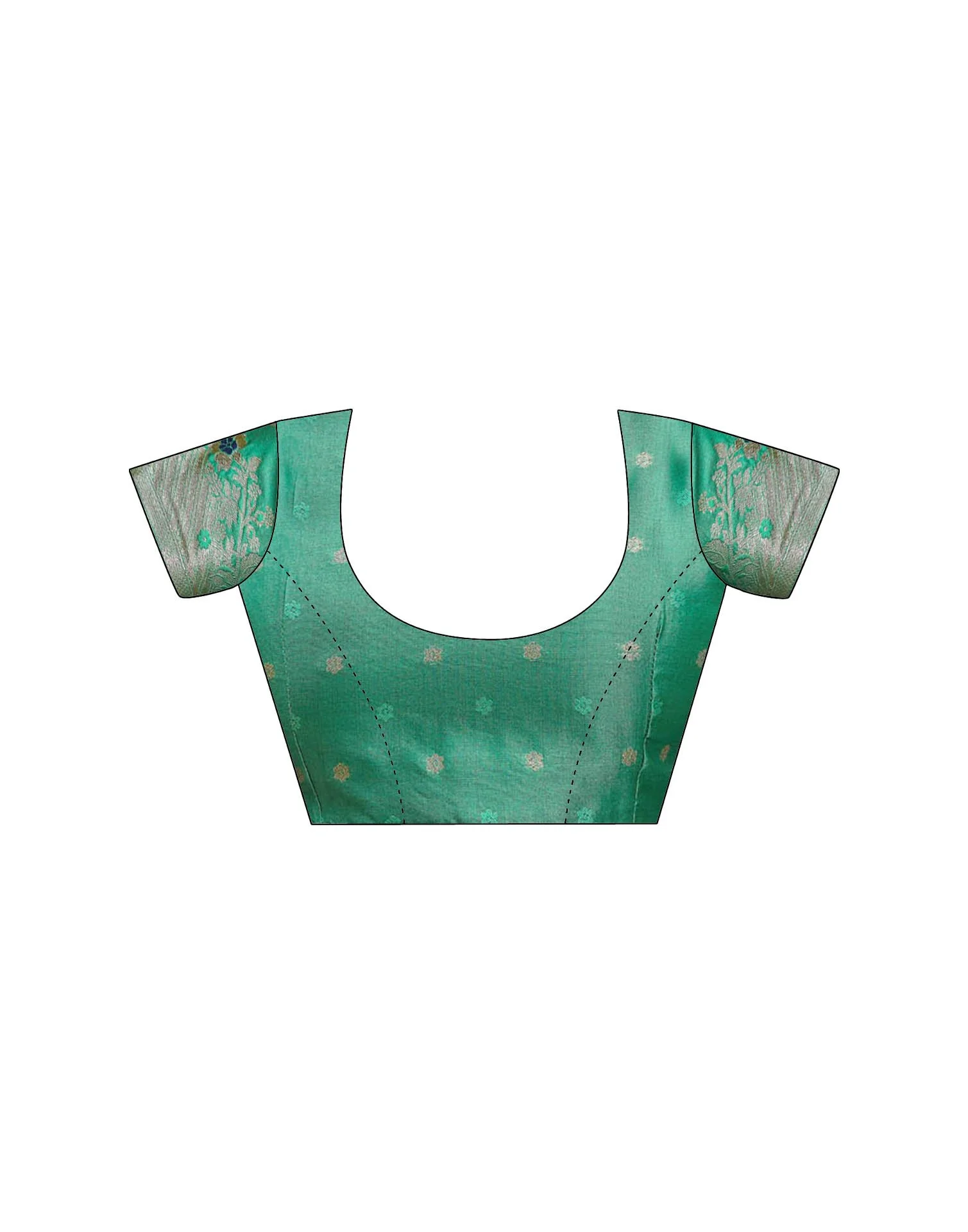 Mint Green Silk Woven Banarasi Saree - Image 9