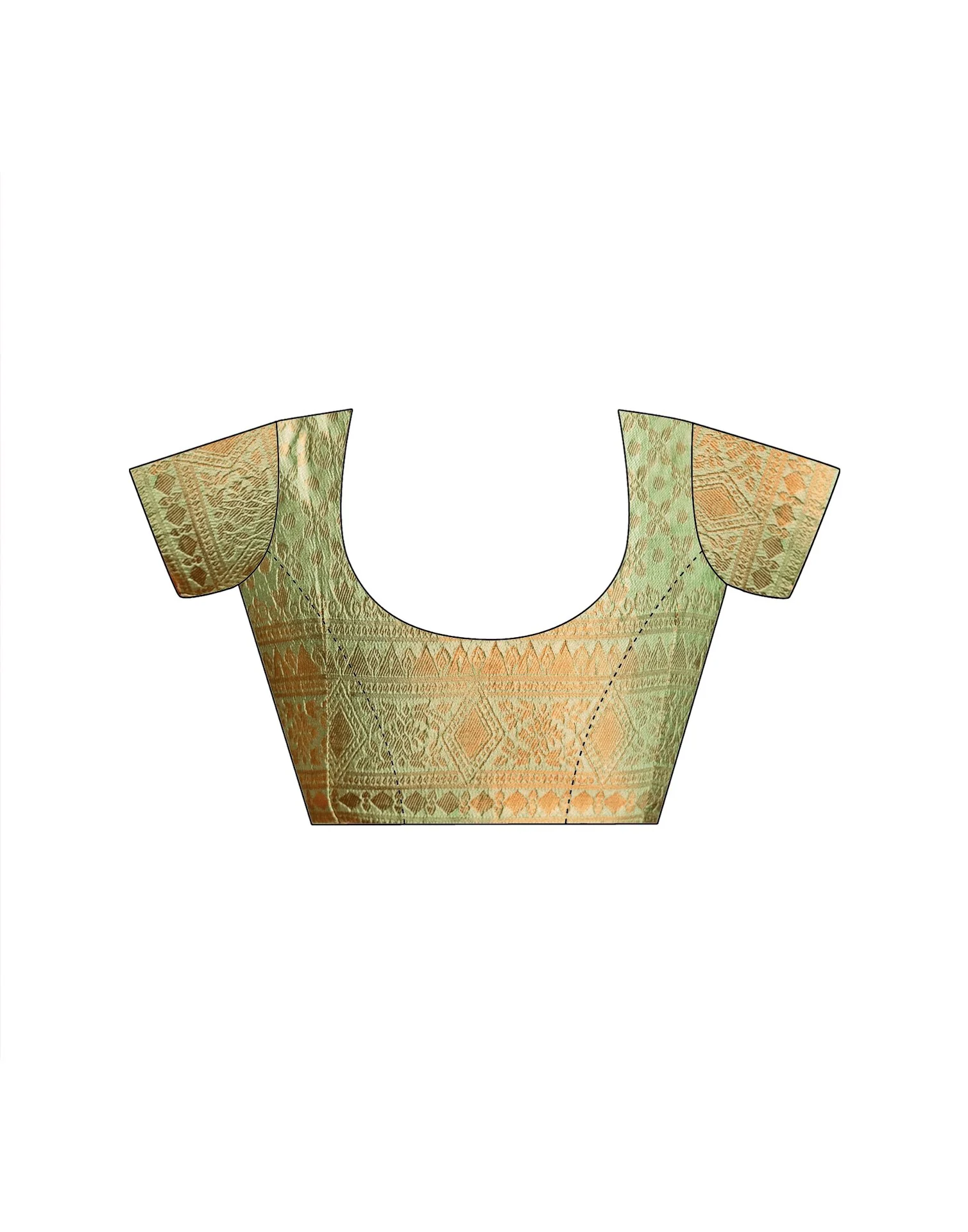 Mint Green Silk Woven Banarasi Saree - Image 12