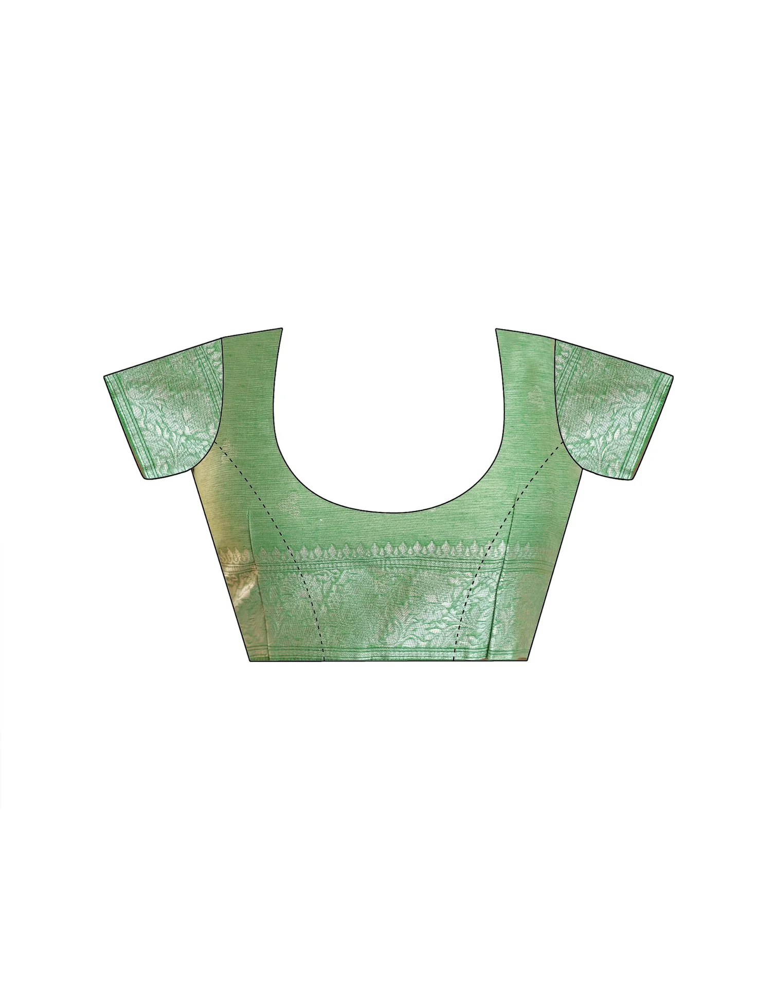 Mint Green Silk Woven Banarasi Saree - Image 13