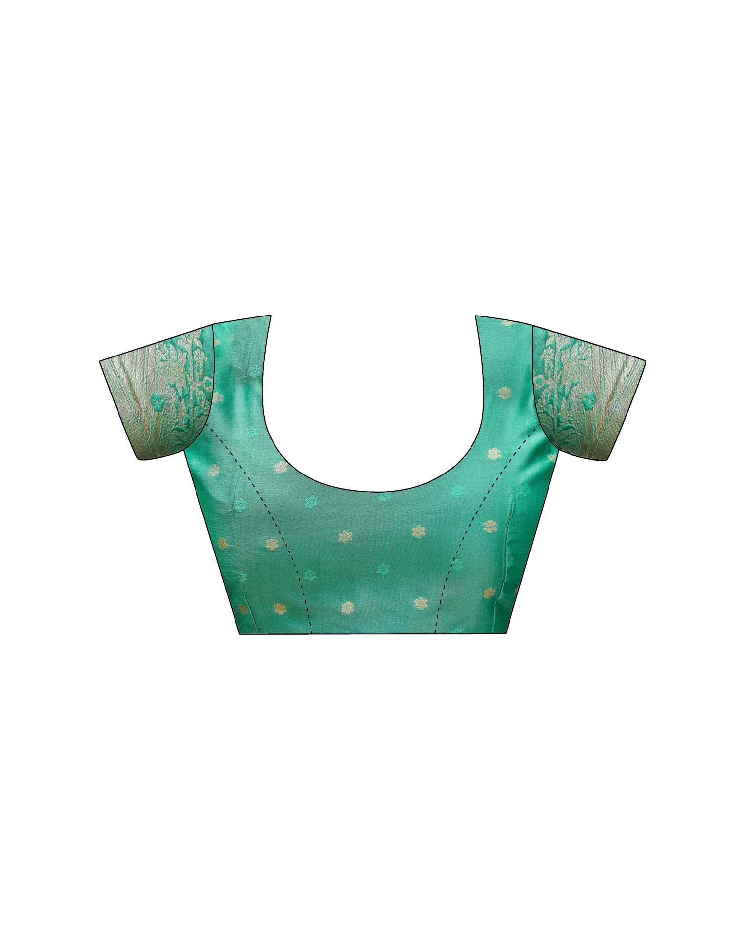 Mint Green Silk Woven Saree - Image 9