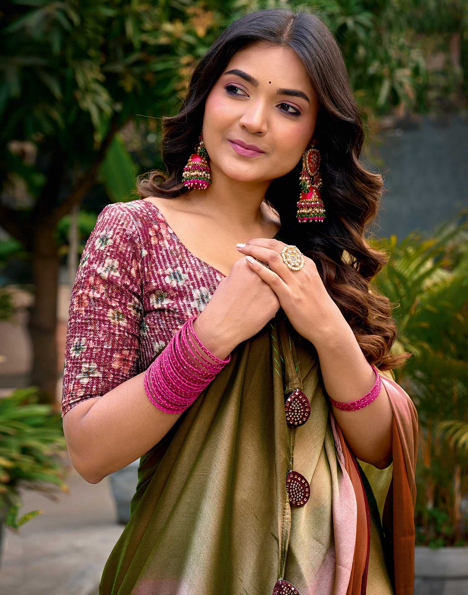 Multicoloured Chiffon Ombre Zari Stripe Saree - Image 4
