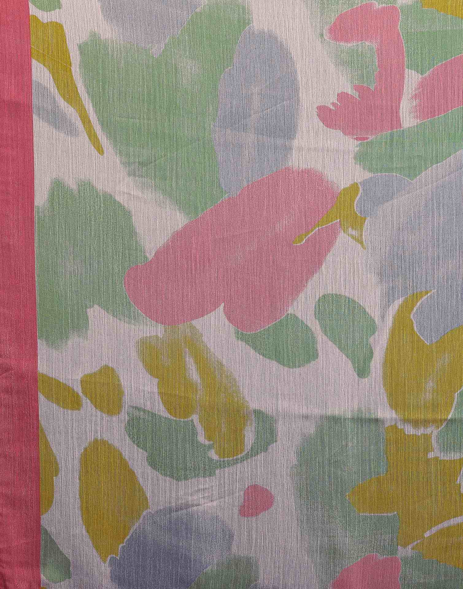 Multicoloured Chiffon Printed Saree - Image 8