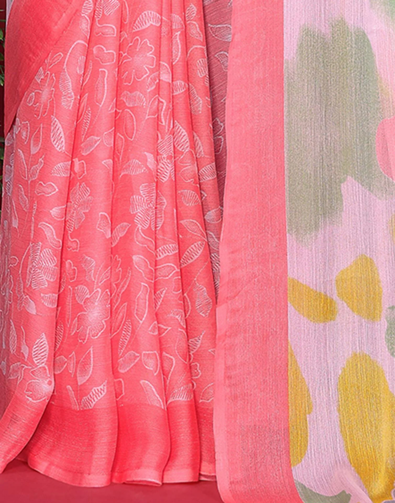 Multicoloured Chiffon Printed Saree - Image 9