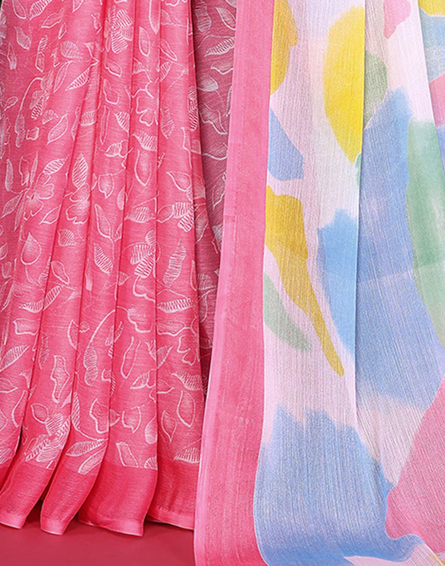 Multicoloured Chiffon Printed Saree - Image 7