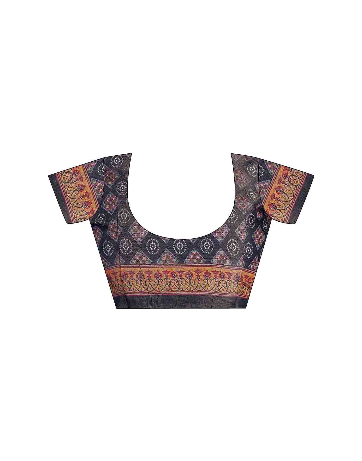 Multicoloured Cotton Printed Saree - Image 16