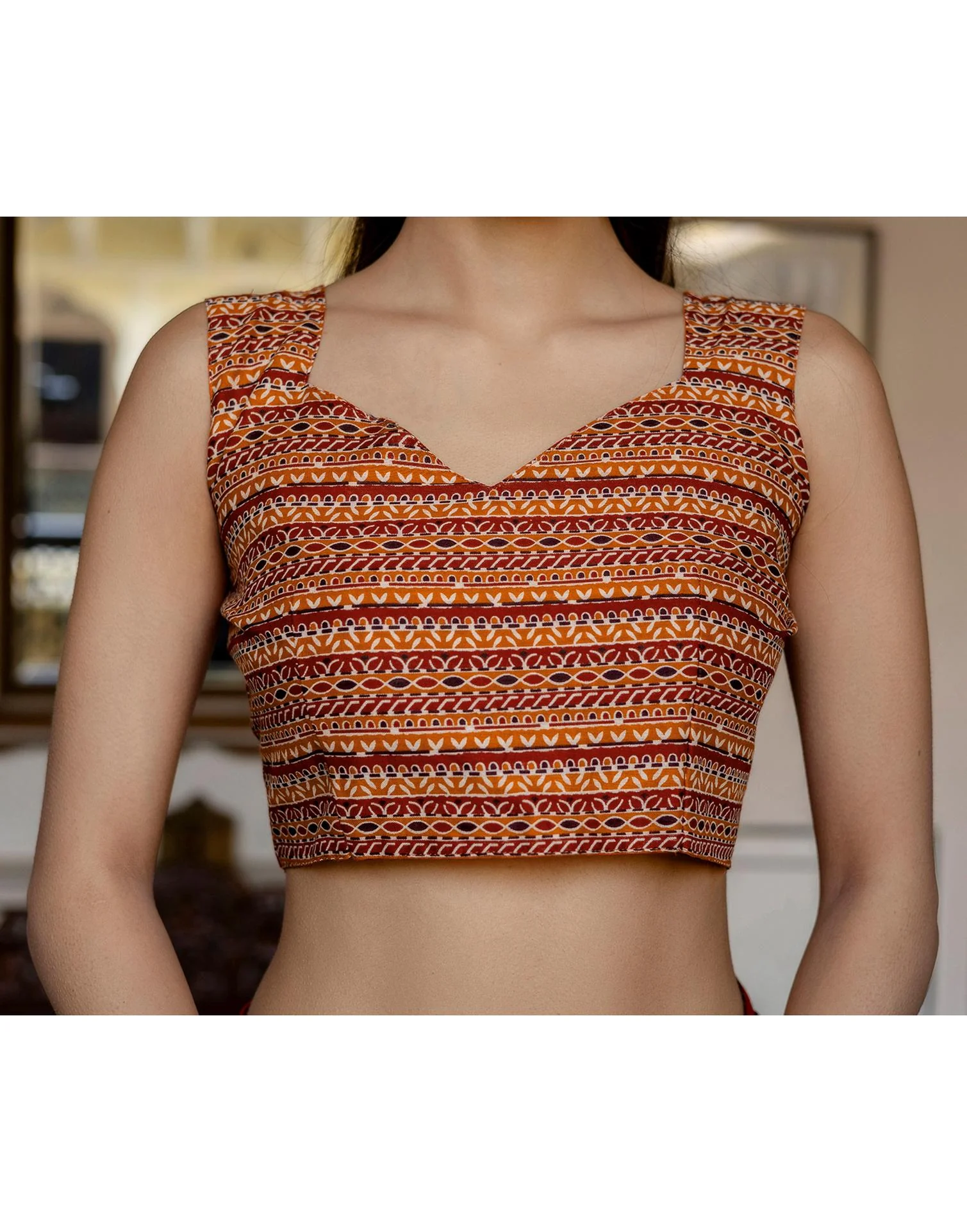 Multicoloured Cotton Printed Saree - Image 11