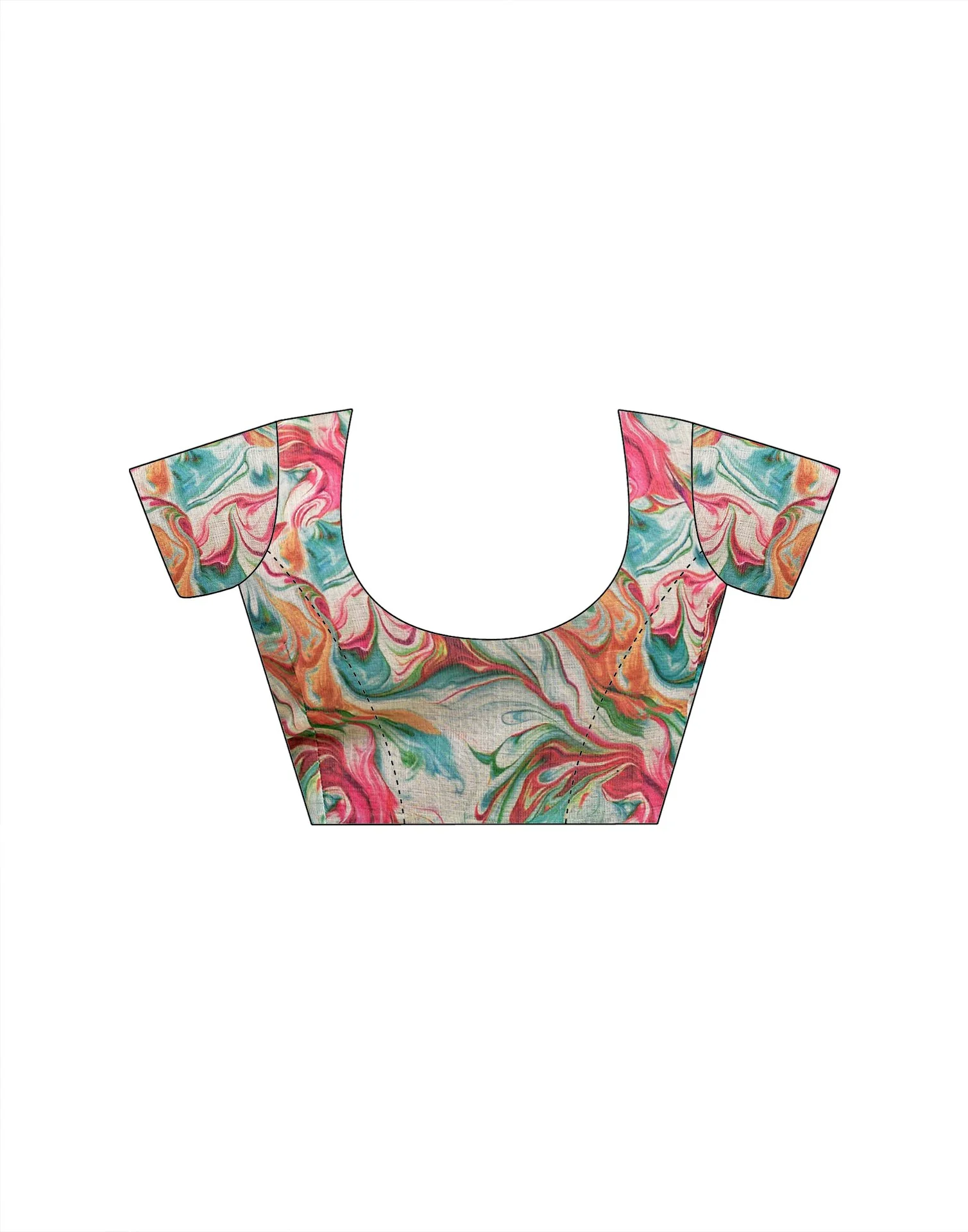 Multicoloured Linen Printed Saree - Image 10