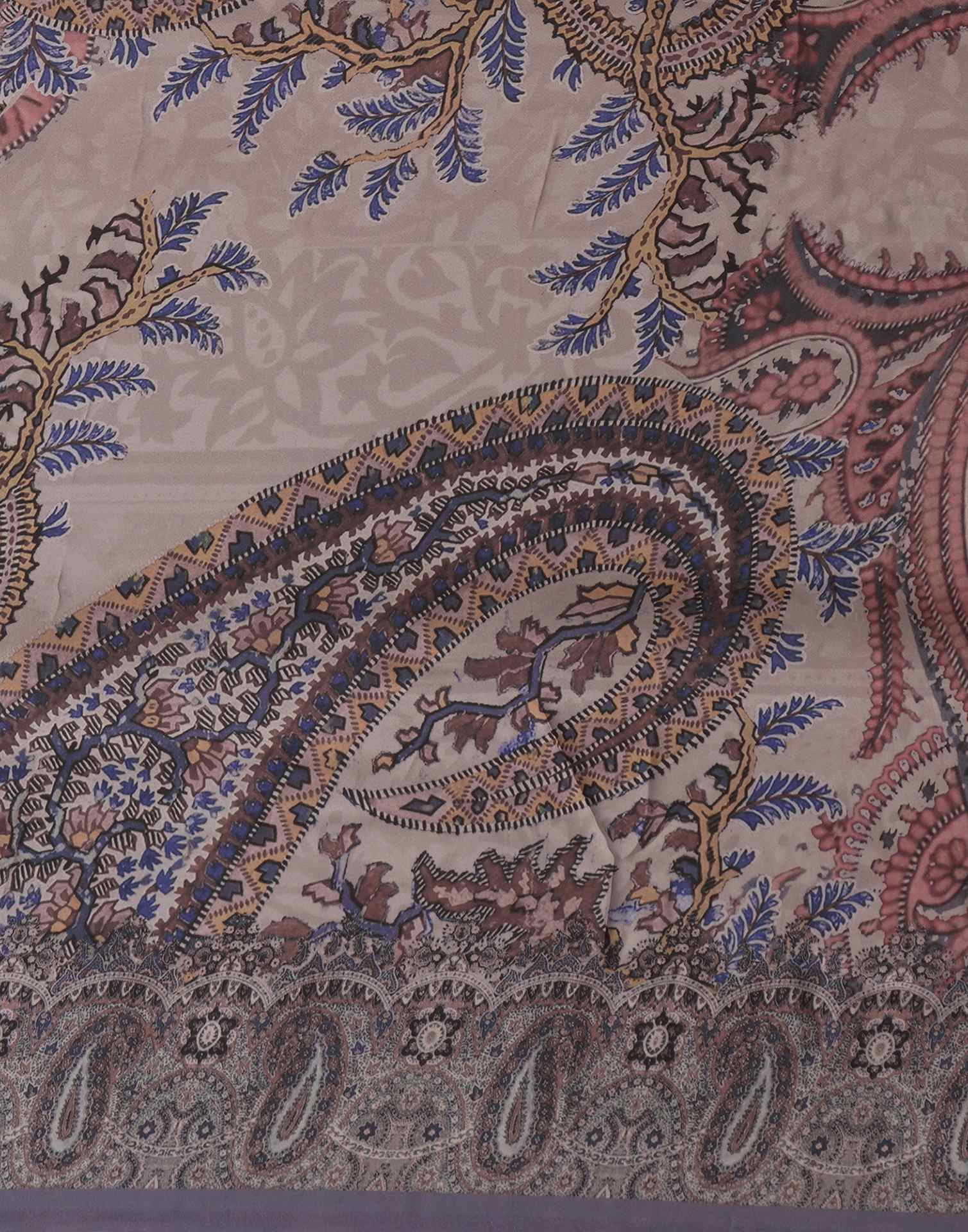 Multicoloured Satin Printed Saree - Image 7