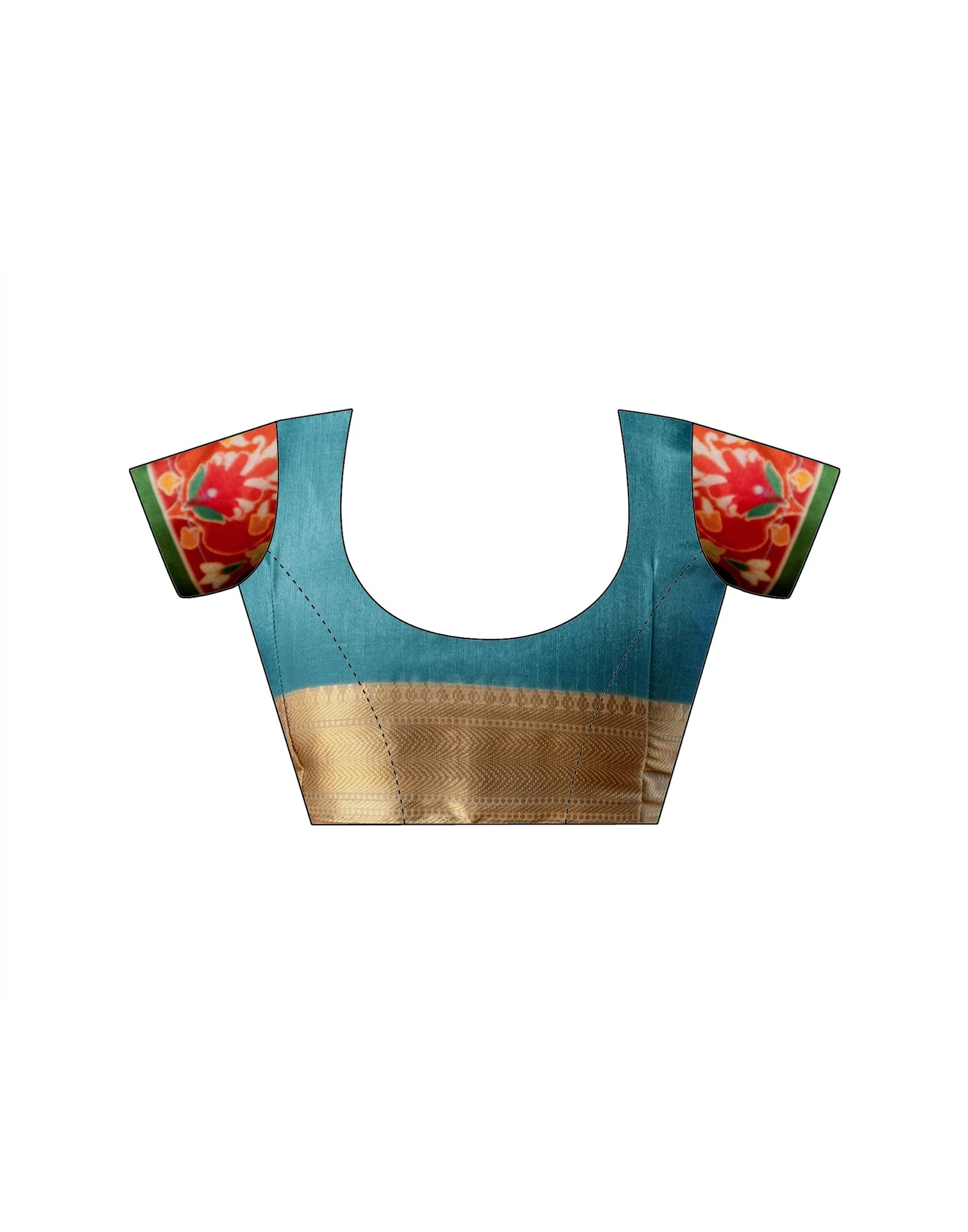 Multicoloured Silk Kalamkari Woven Border Saree - Image 14