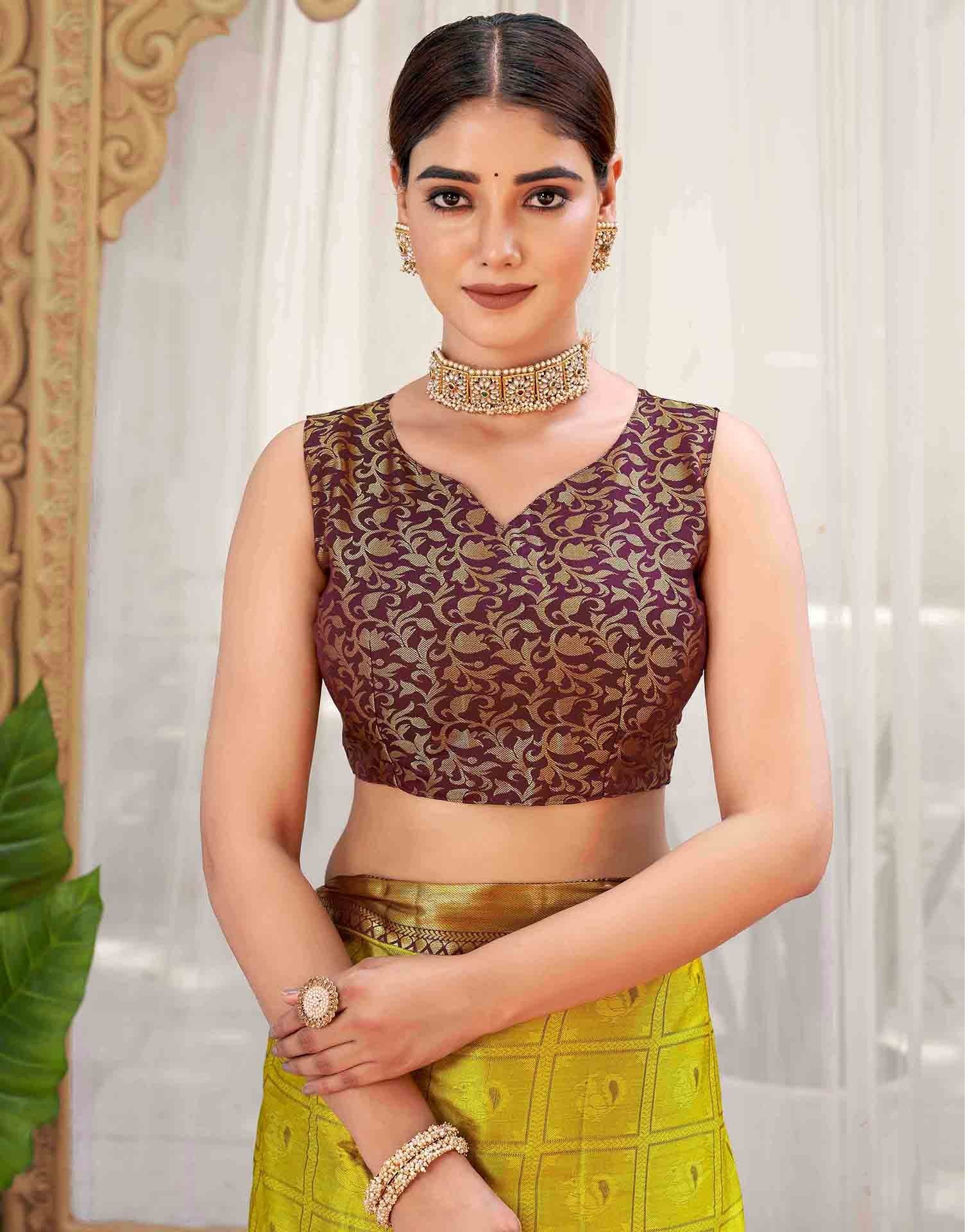 Mustard Silk Woven Kanjivaram Saree - Image 9