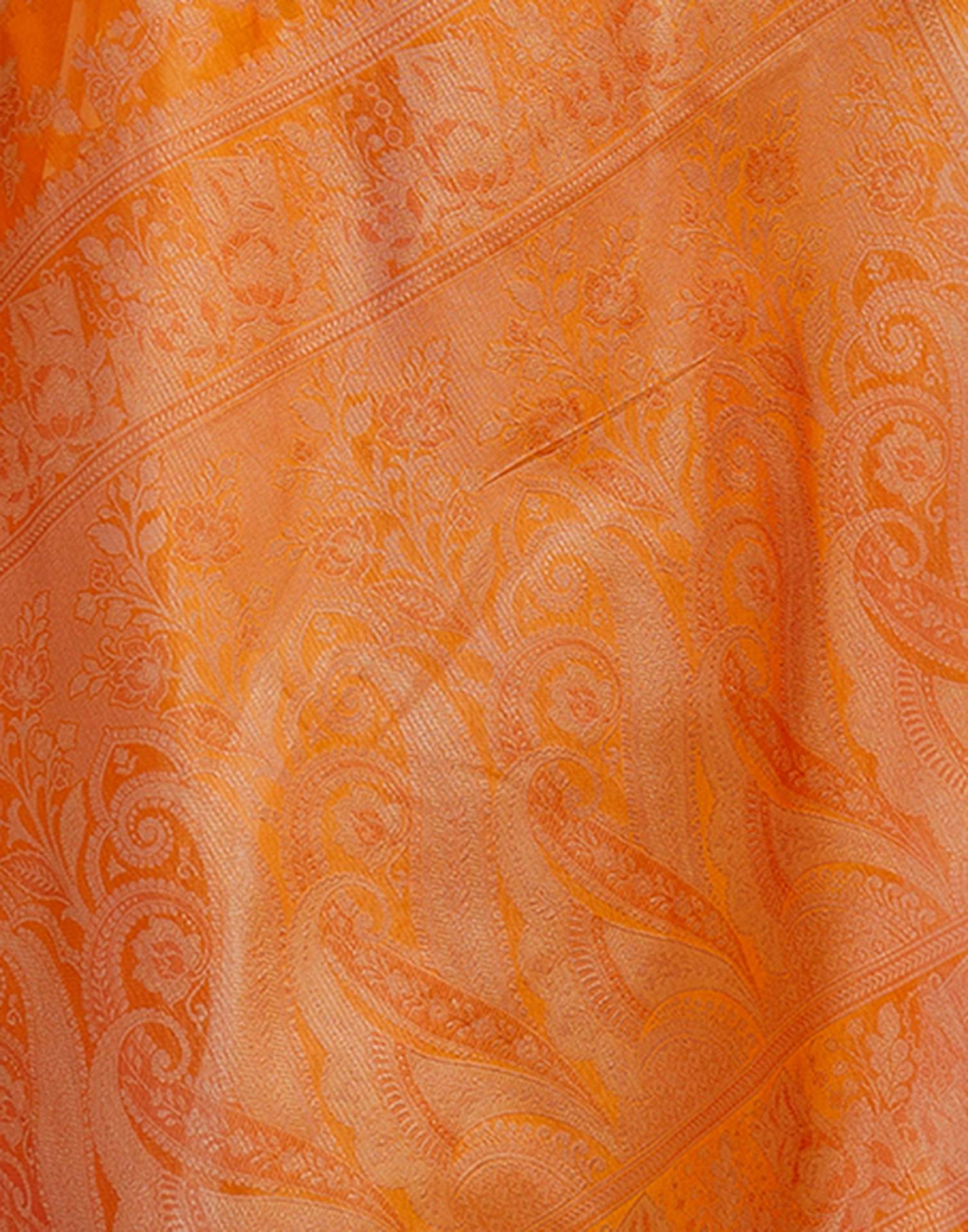 Mustard Yellow Chanderi Woven Banarasi Saree - Image 13