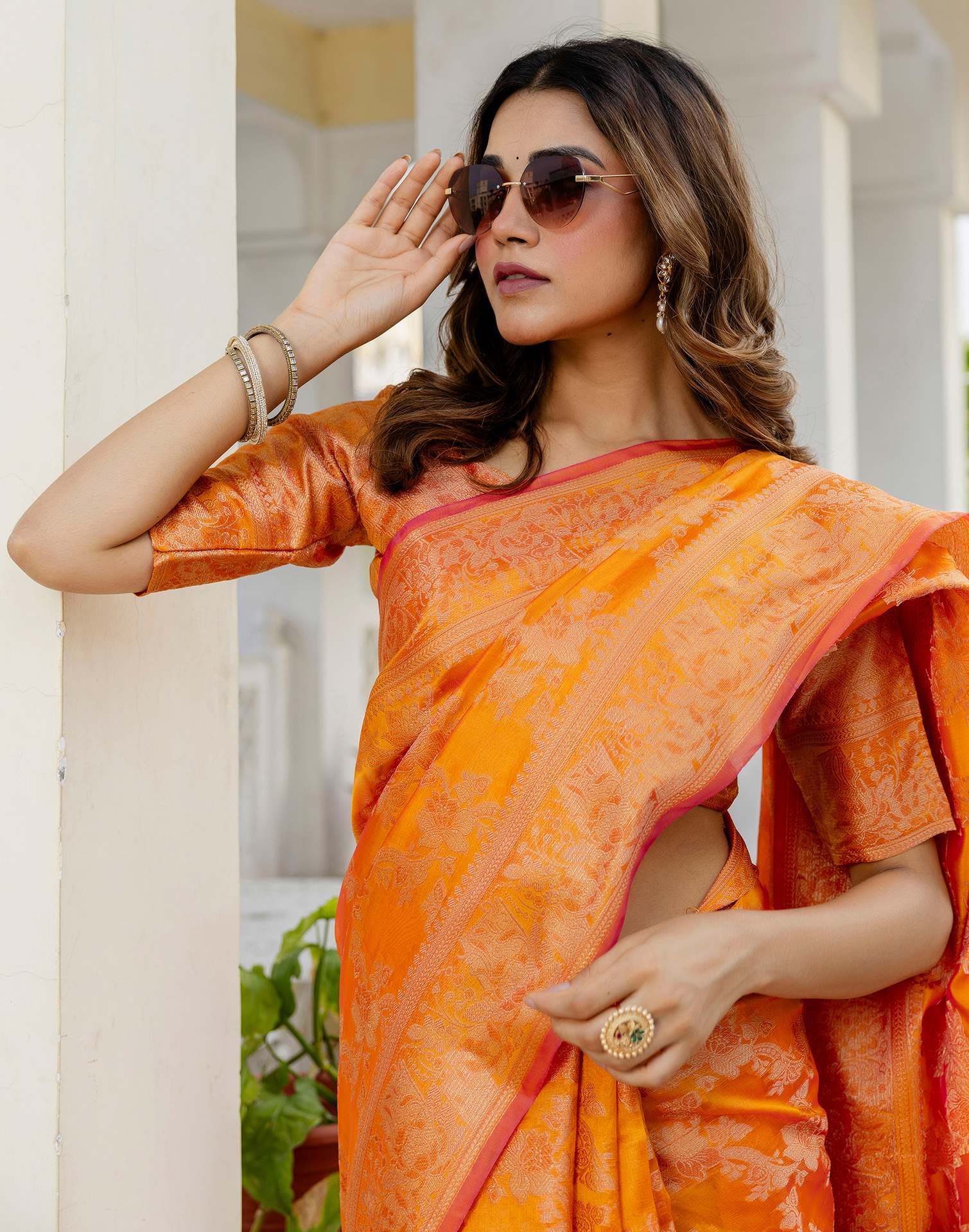 Mustard Yellow Chanderi Woven Banarasi Saree - Image 4