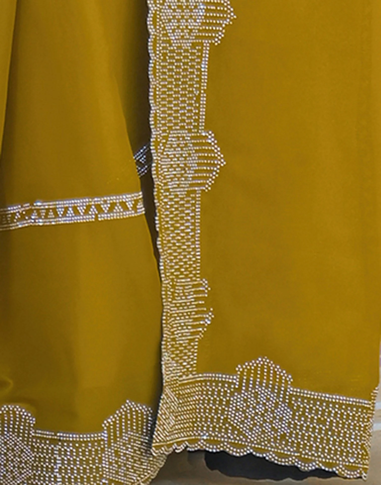 Mustard Yellow Shimmer Stone Work Embellished Saree - Image 9