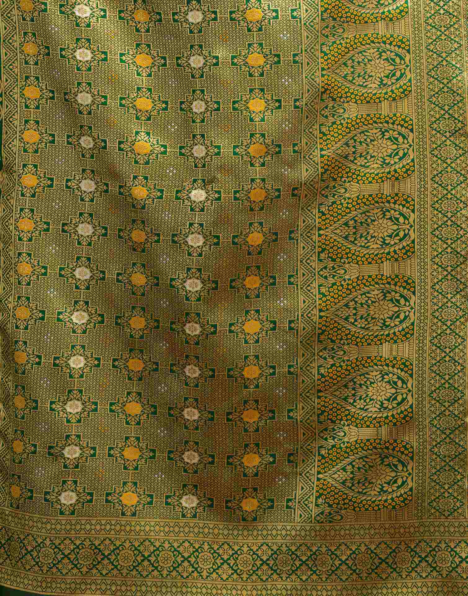 Mustard Yellow Silk Woven Patola Saree - Image 7