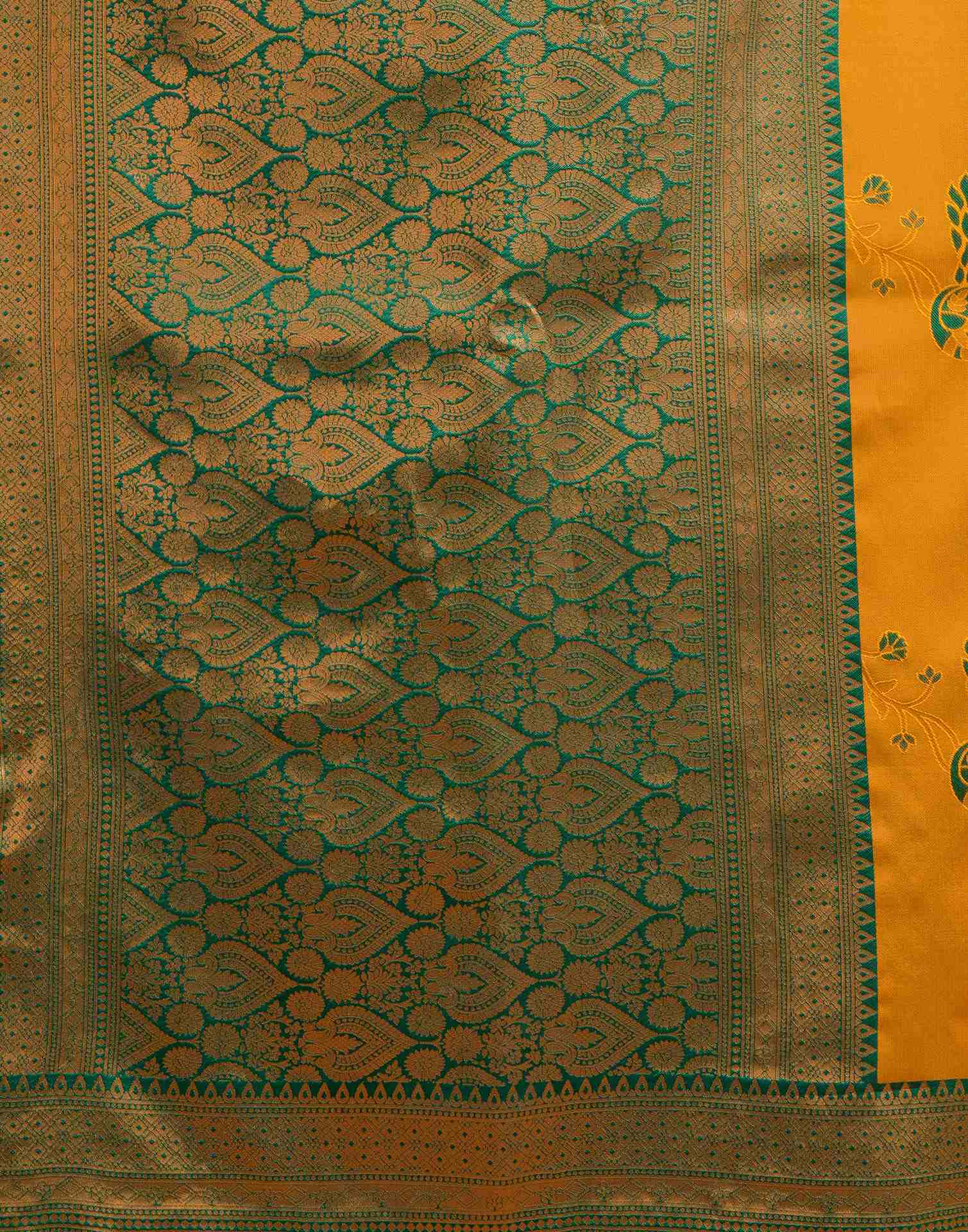 Mustard Yellow Silk Woven Kanjivaram Saree - Image 8