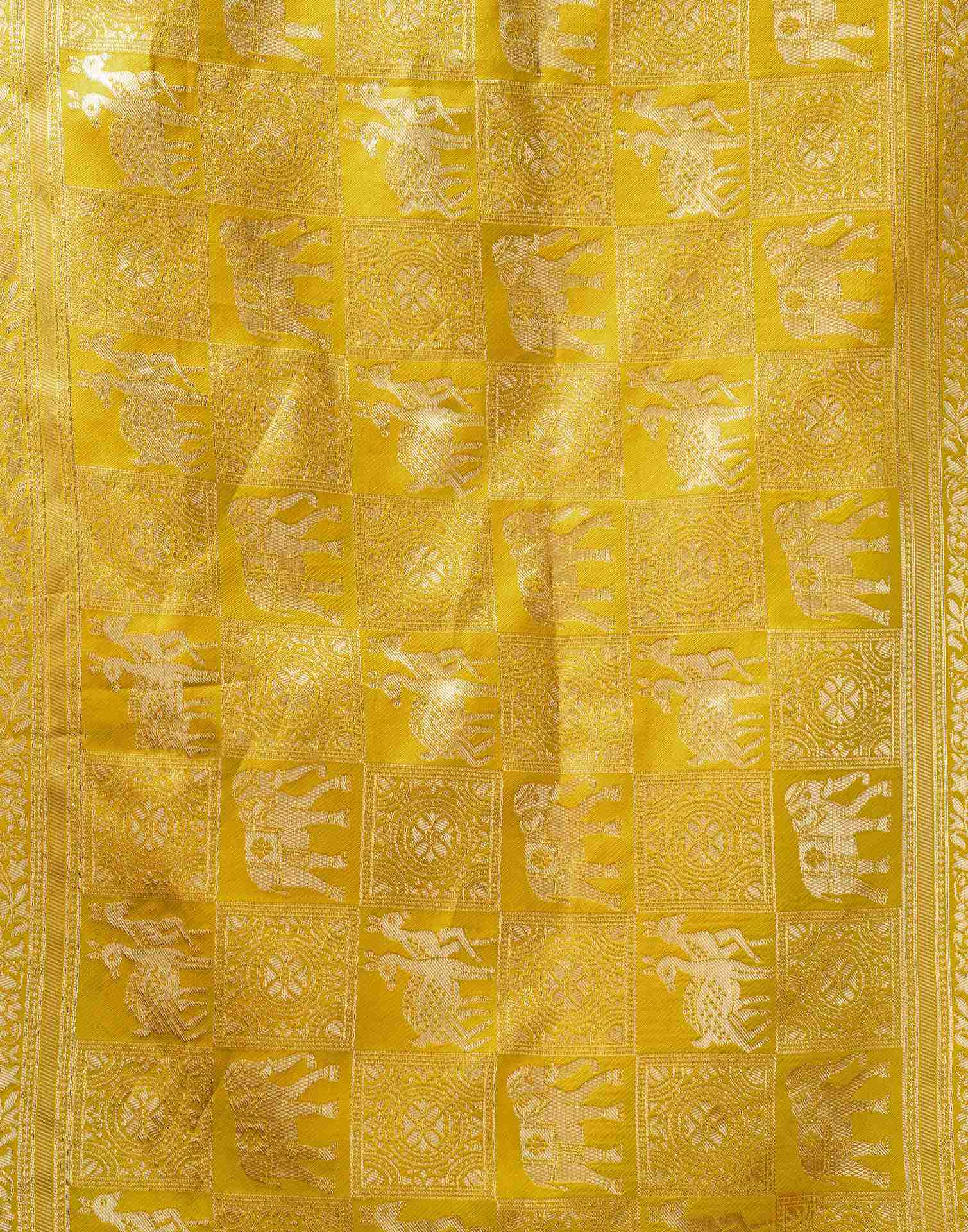 Mustard Yellow Silk Woven Saree - Image 7