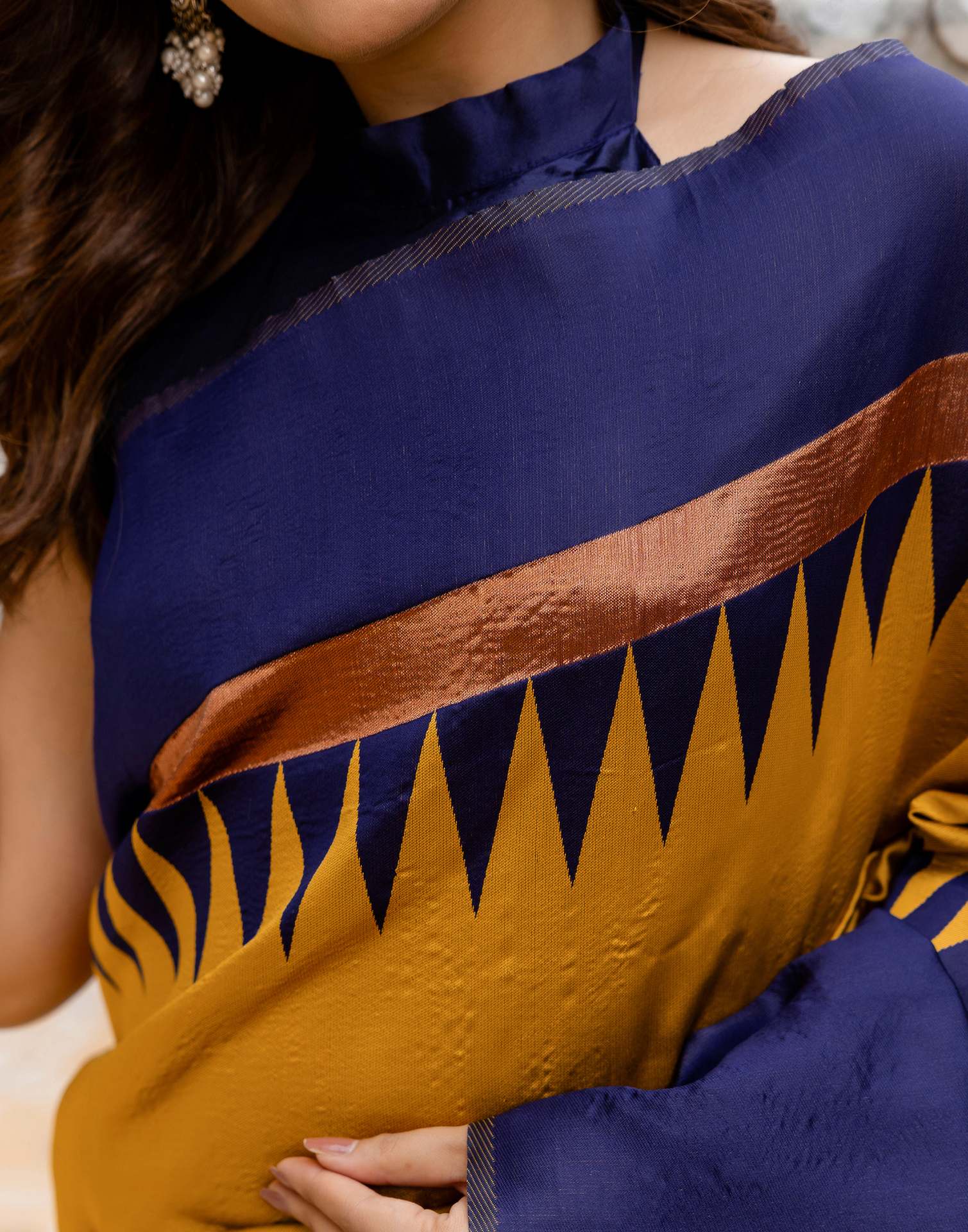 Mustard Yellow Silk Woven Saree - Image 13