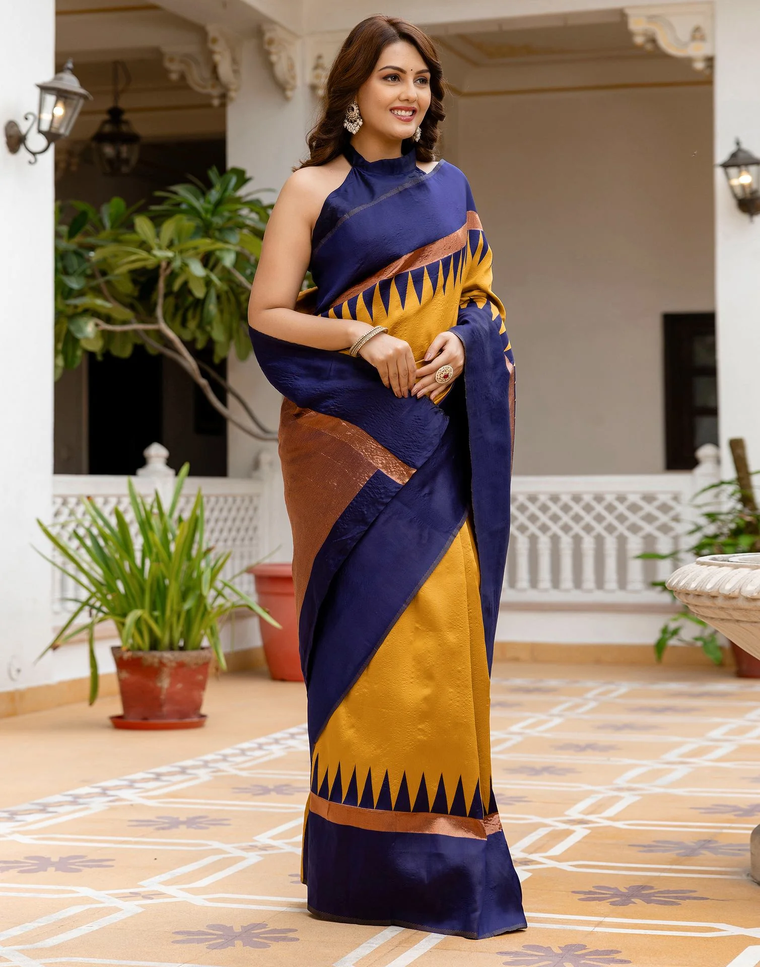 Mustard Yellow Silk Woven Saree - Image 8