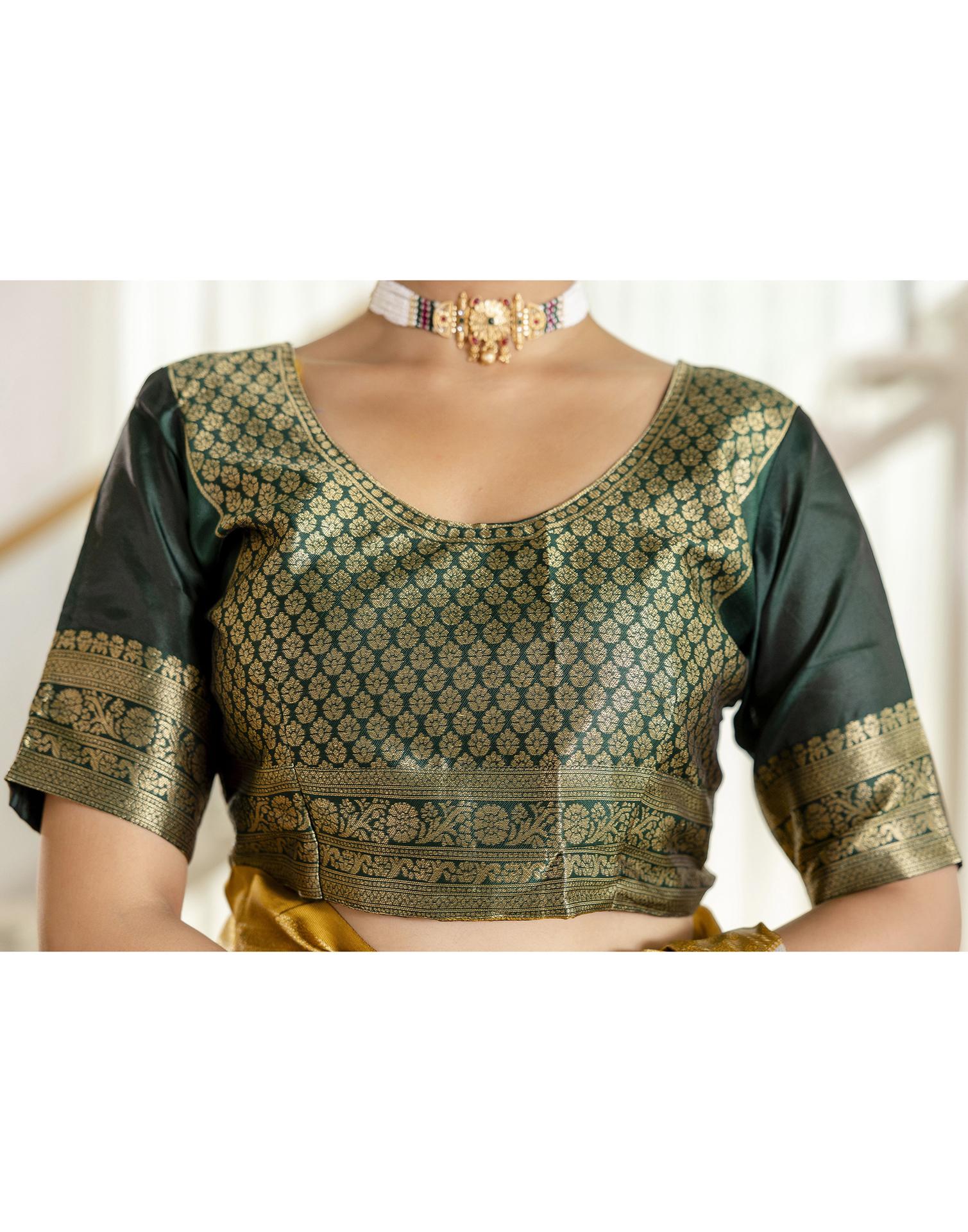 Mustard Yellow Silk Woven Saree - Image 14
