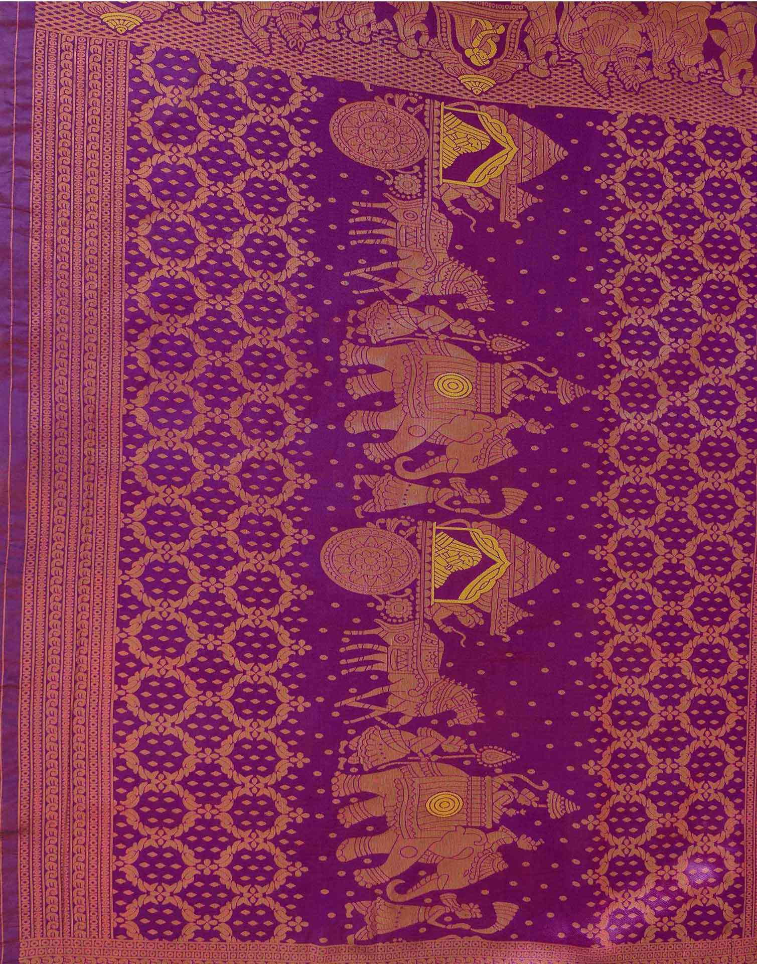 Musterd Yellow Silk Woven Kanjivaram Saree - Image 7