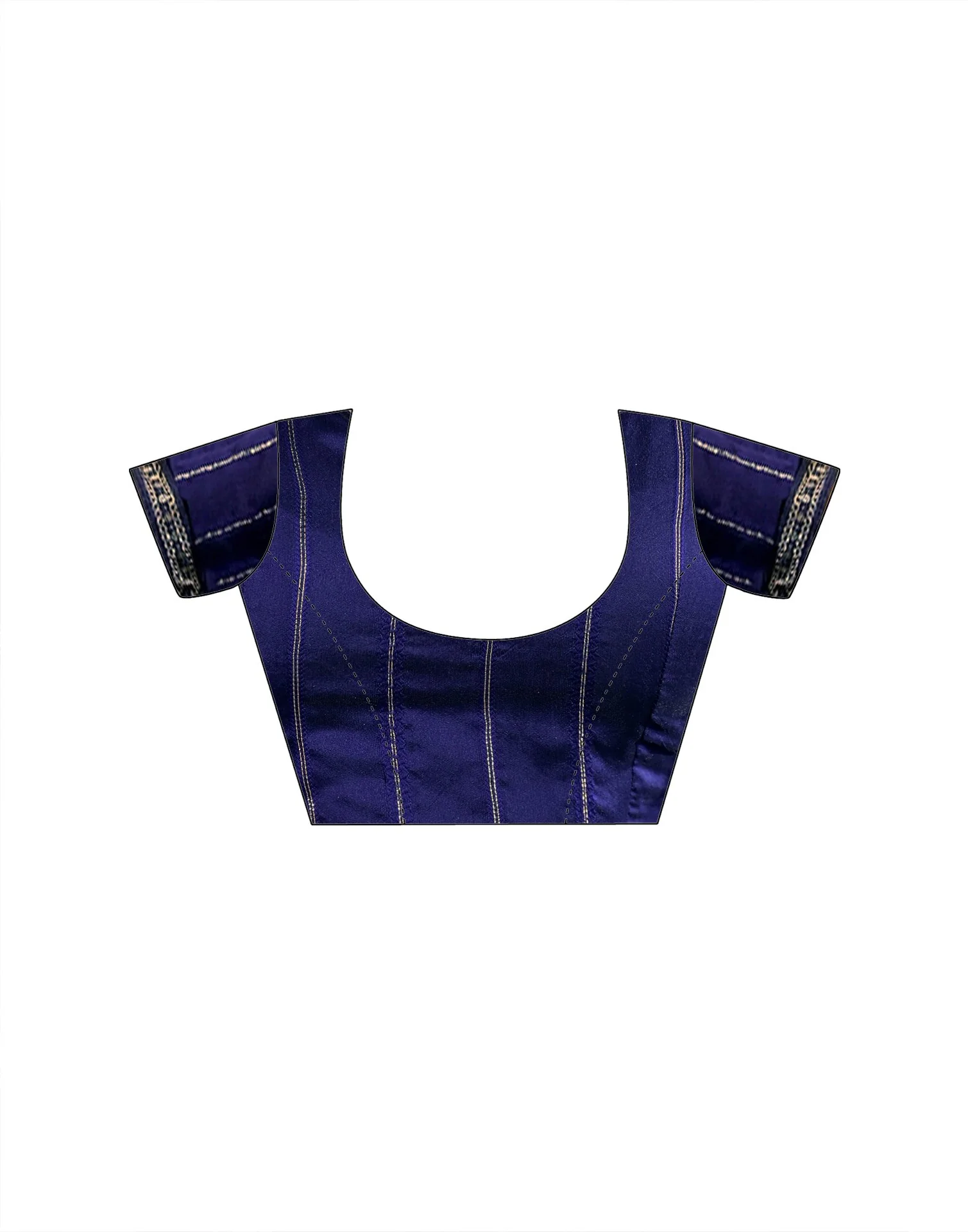 Navy Blue Georgette Foil Printed Lace Saree - Image 10