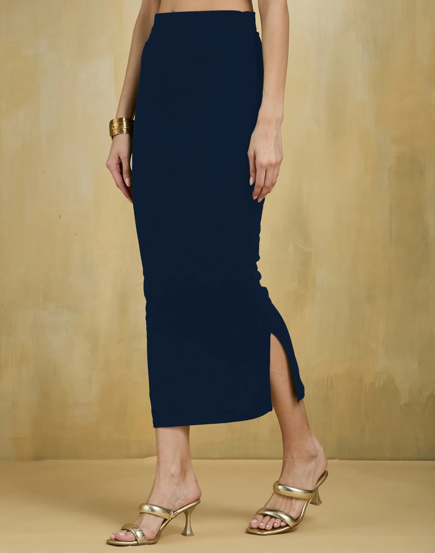 Navy Blue Lycra Plain Elastic Waist Shapewear - Image 5