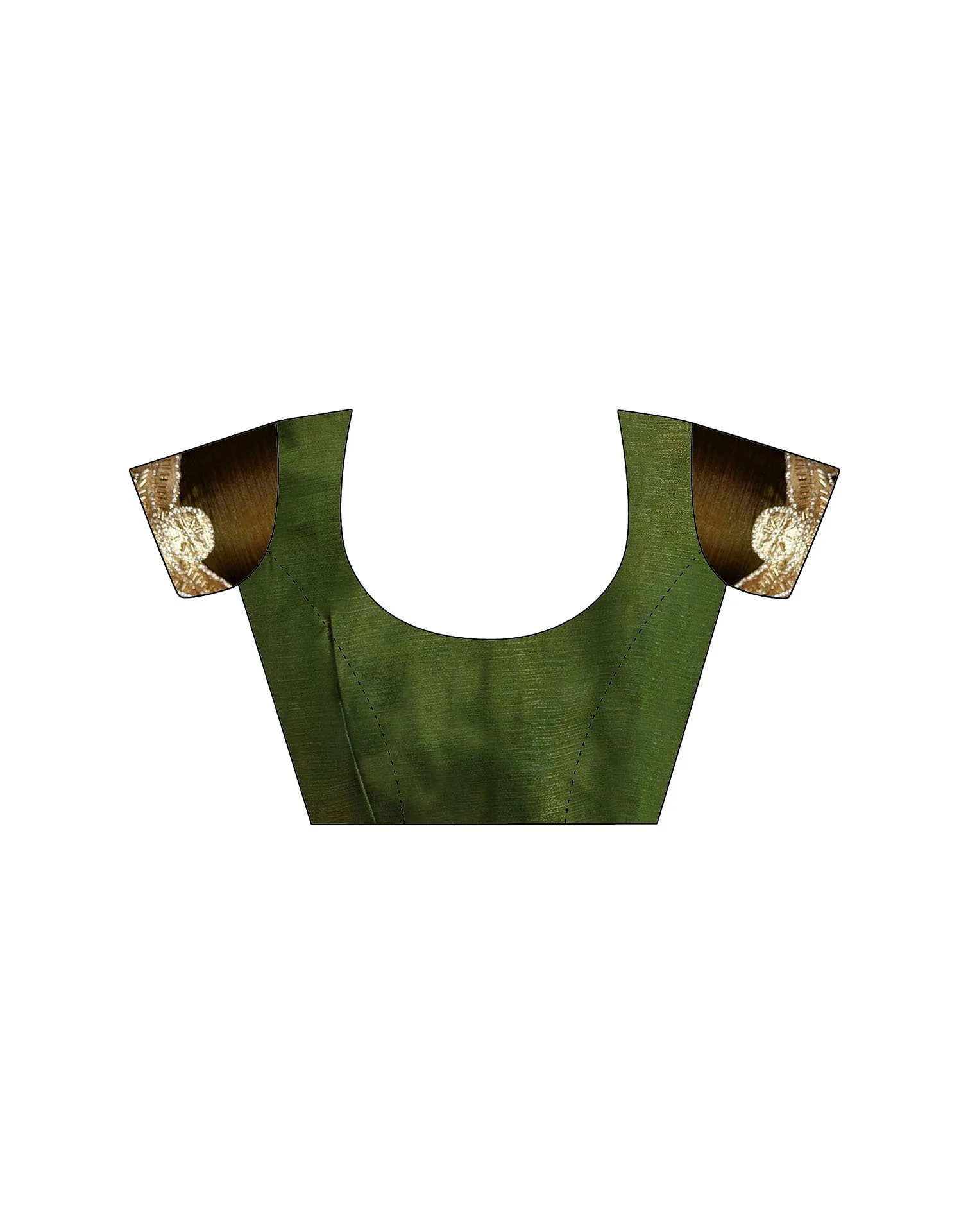 Olive Green Shimmer Lace Saree - Image 12