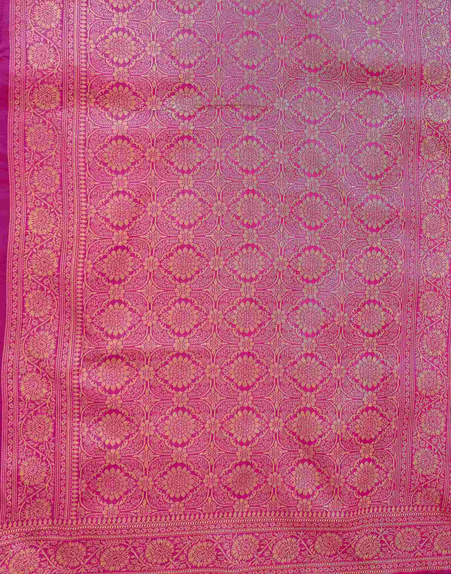 Navy Blue Shimmer Silk Woven Banarasi Saree - Image 8