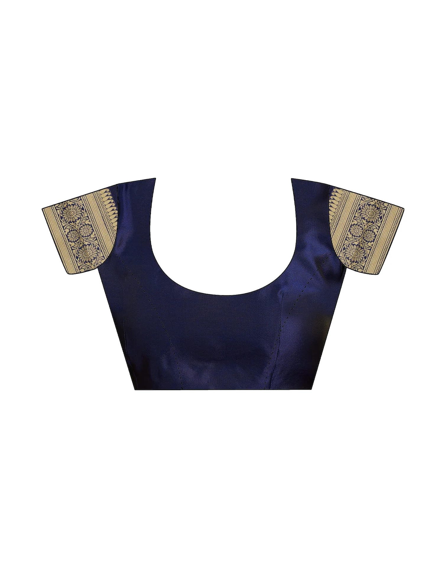 Navy Blue Silk Woven Banarasi Saree - Image 11