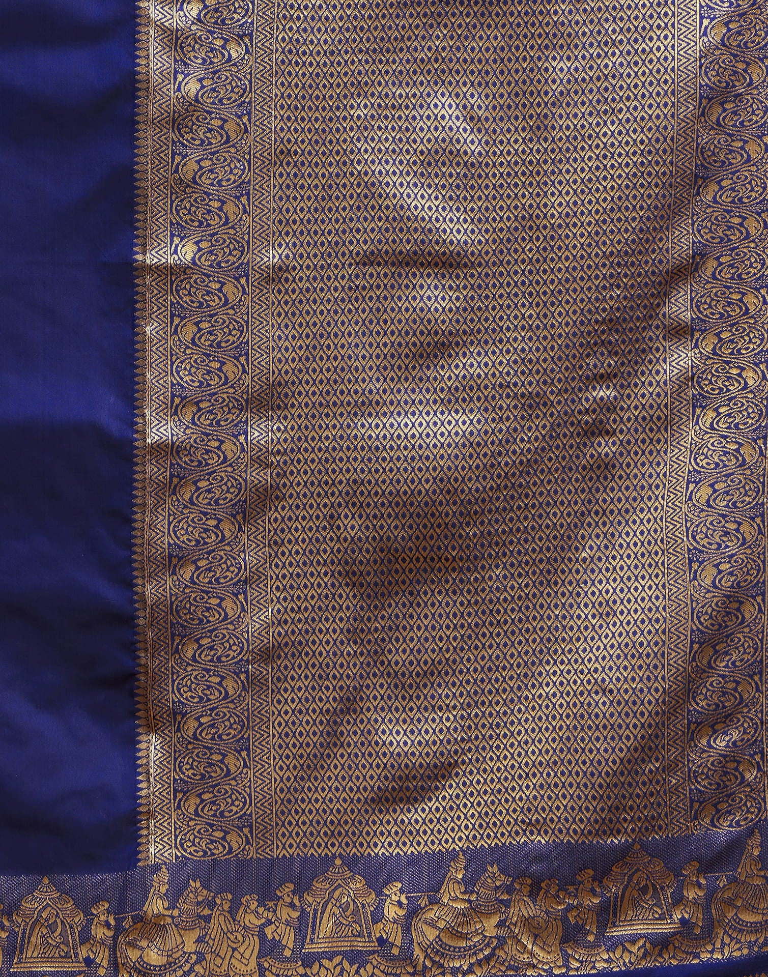 Navy Blue Silk Woven Kanjivaram Saree - Image 10