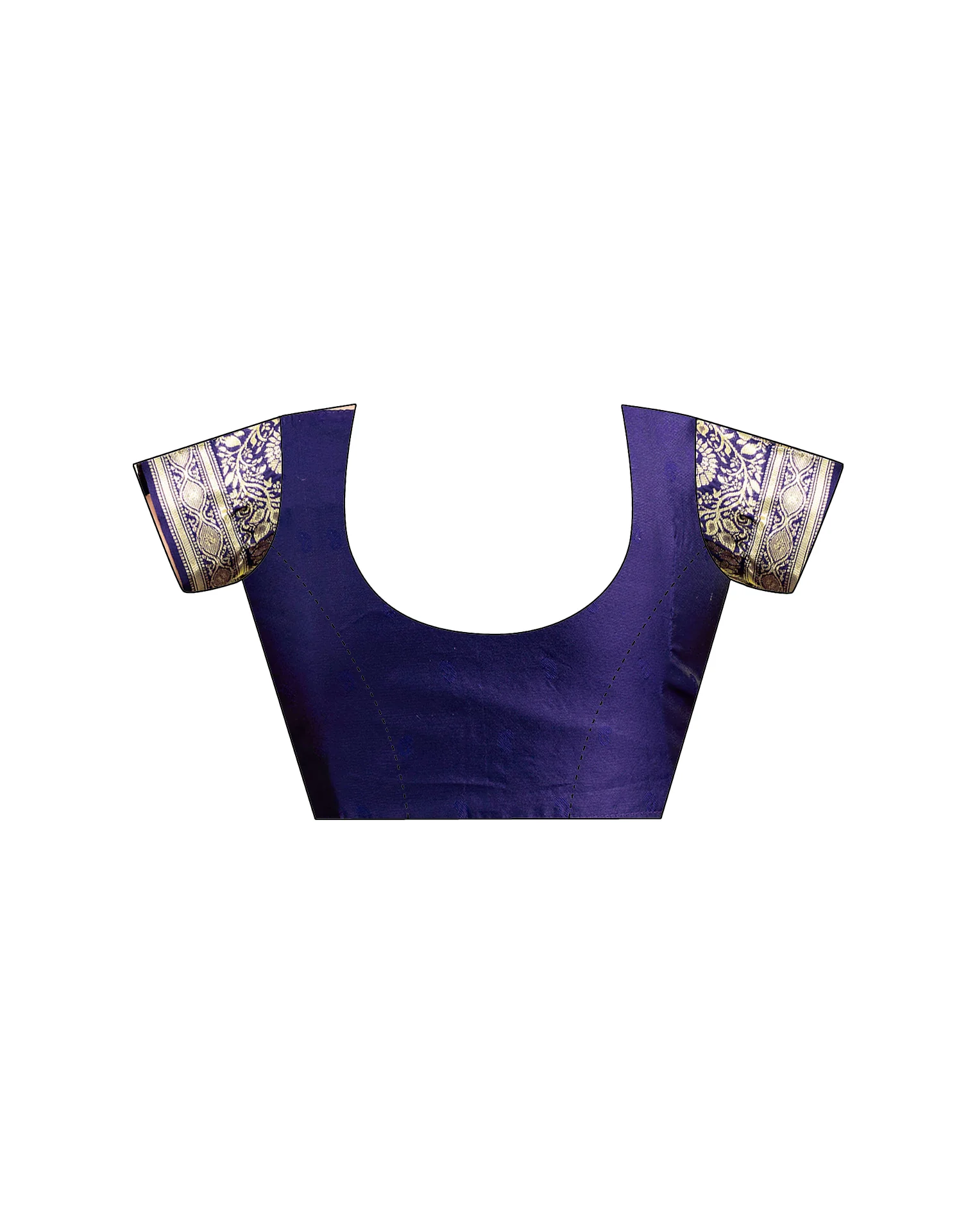 Navy Blue Silk Woven Banarasi Saree - Image 9