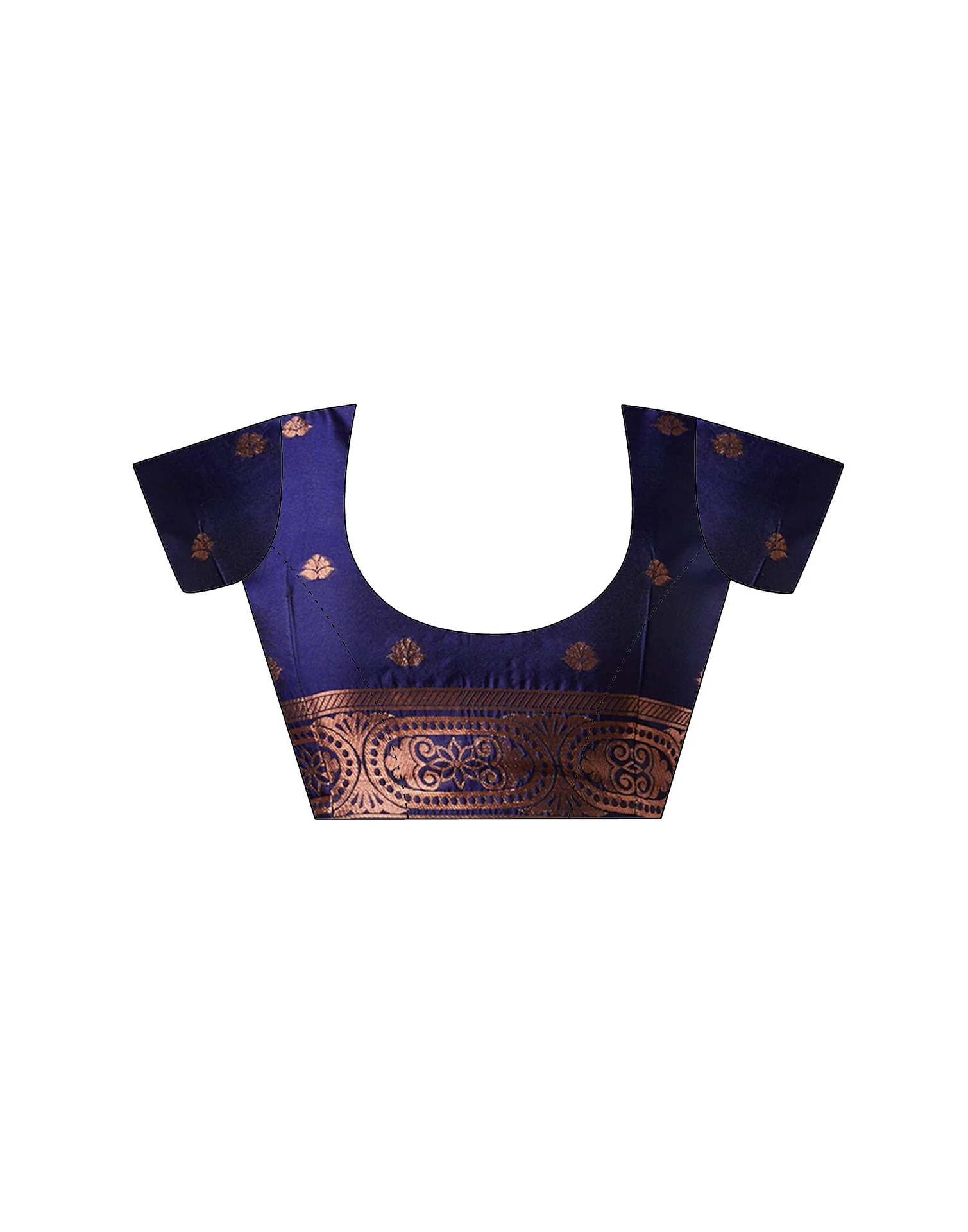 Navy Blue Silk Woven Banarasi Saree - Image 10