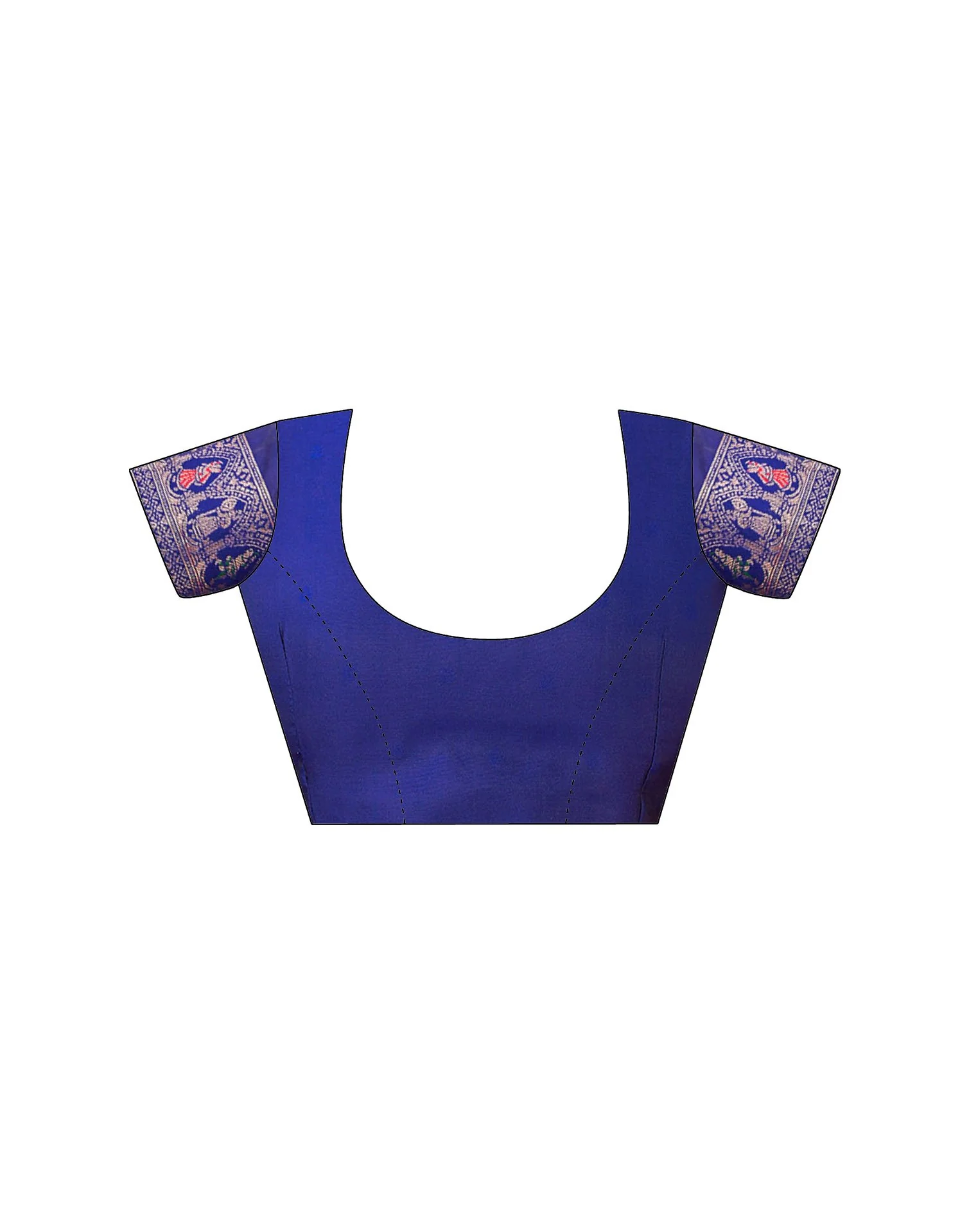 Navy Blue Silk Woven Banarasi Saree - Image 9