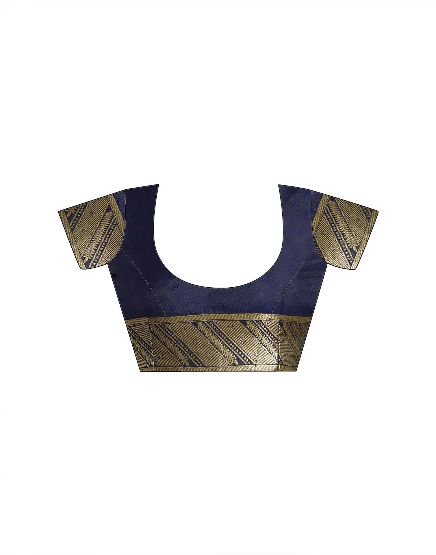 Navy Blue Silk Woven Banarasi Saree - Image 10