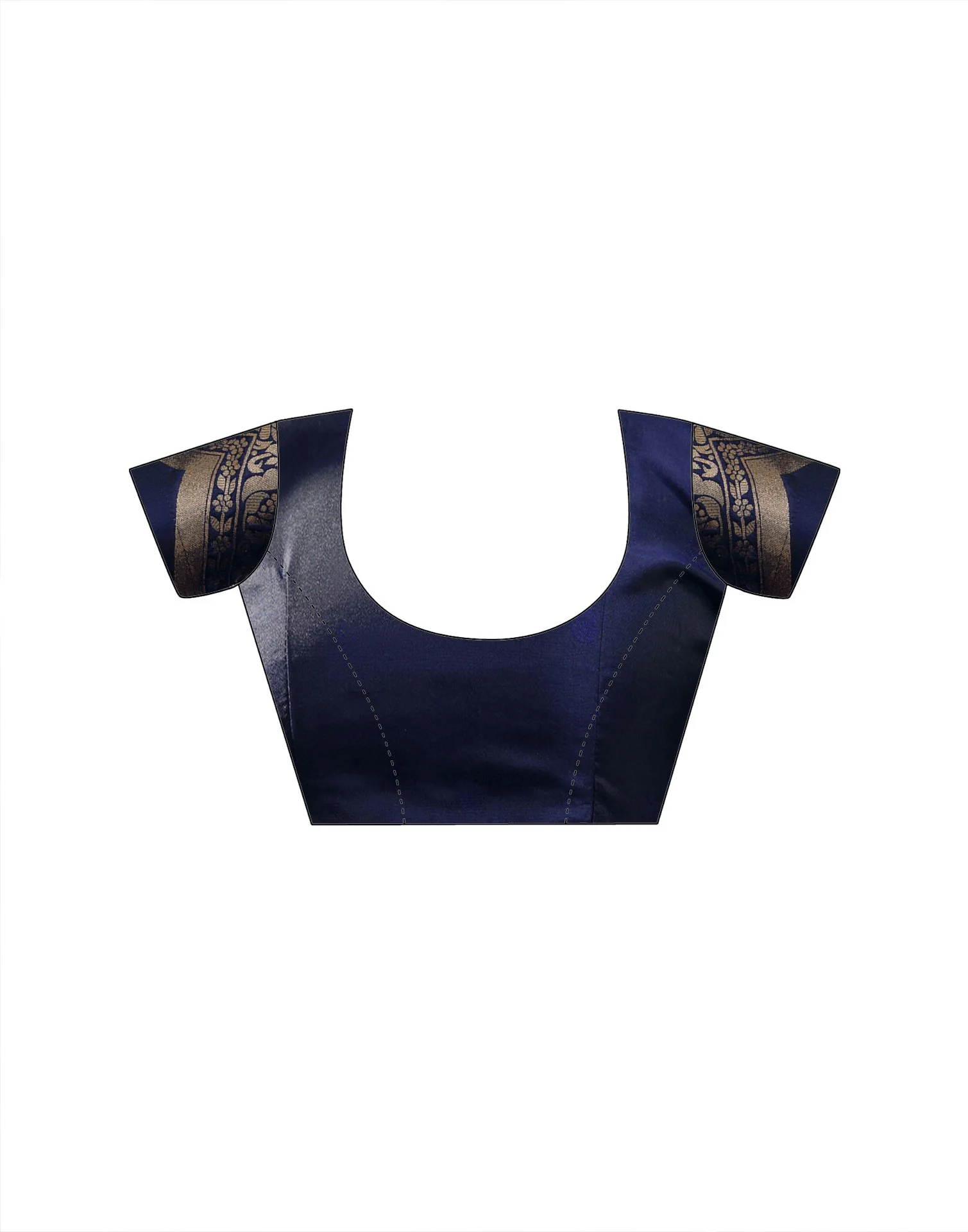 Navy Blue Silk Woven Banarasi Saree - Image 11