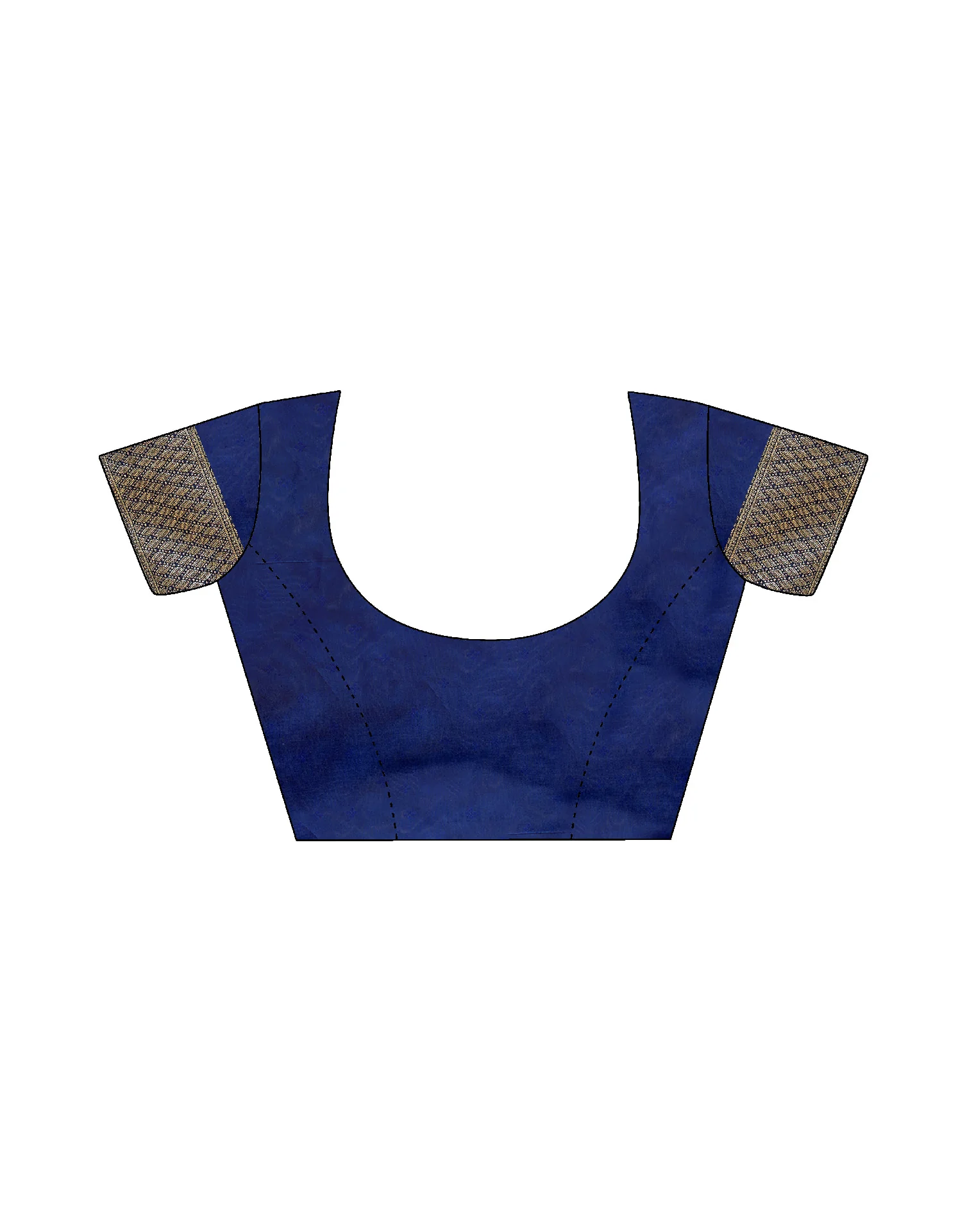 Navy Blue Silk Woven Banarasi Saree - Image 10