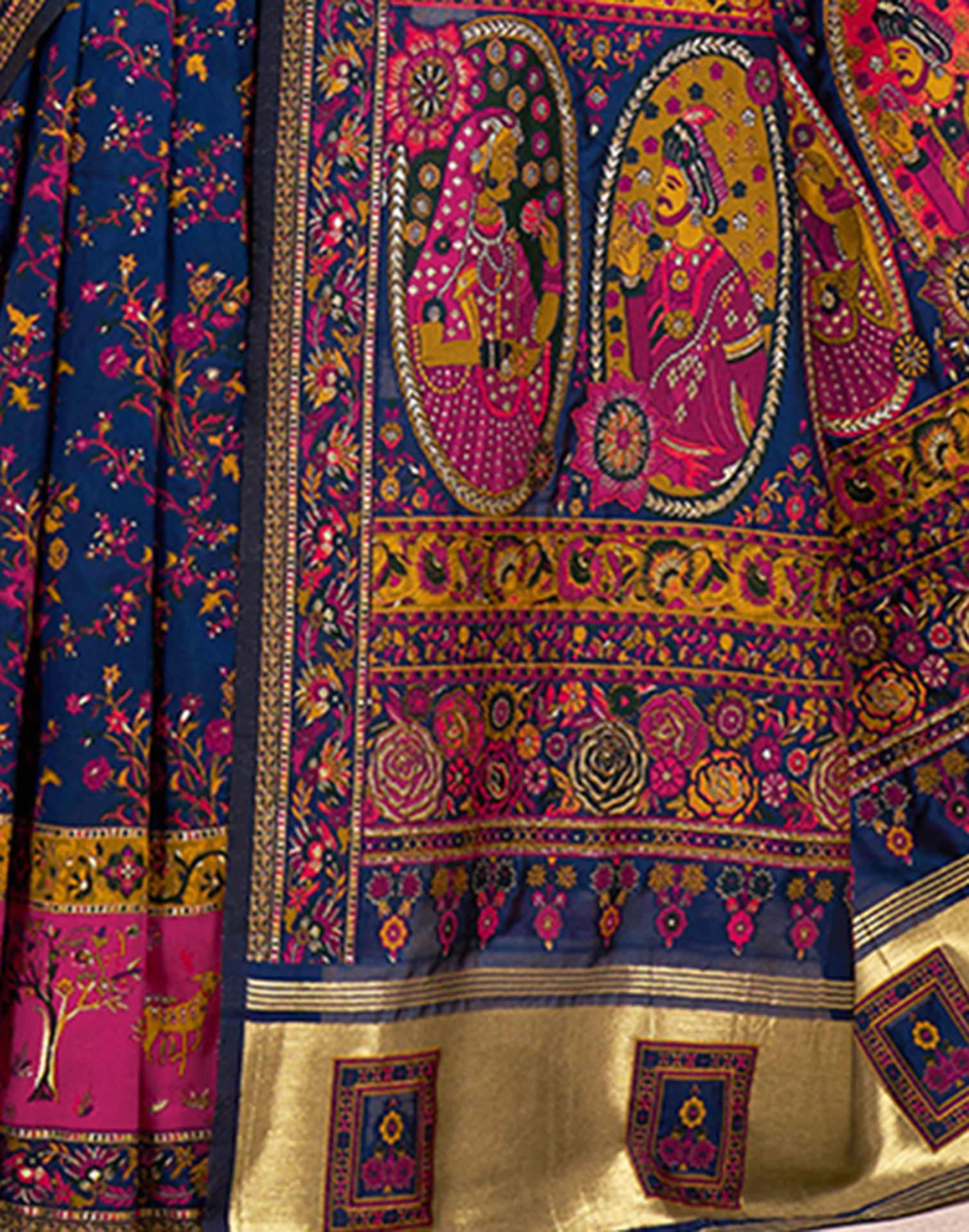 Navy Blue Silk Woven Patola Saree - Image 8
