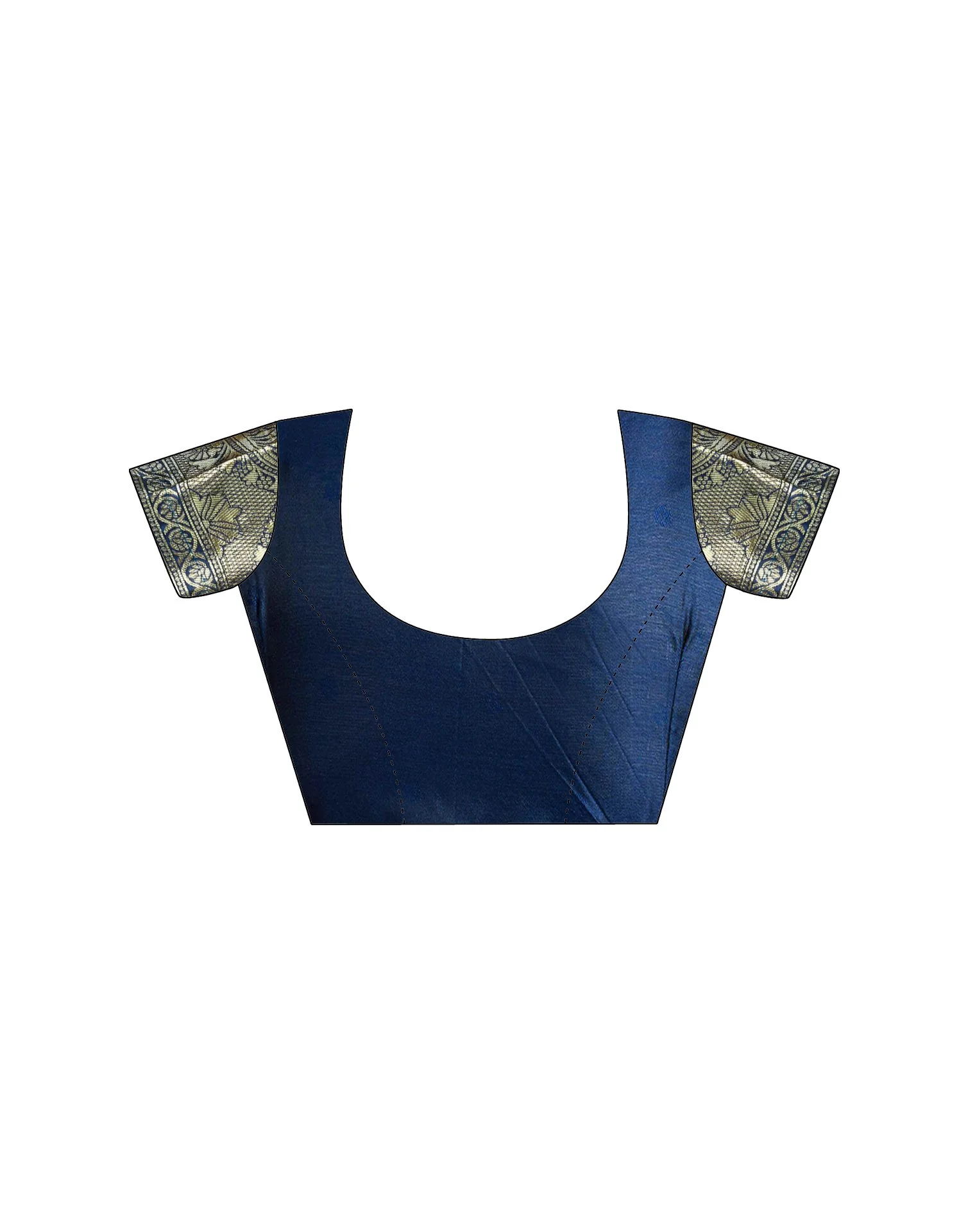 Navy Blue Silk Woven Banarasi Saree - Image 9