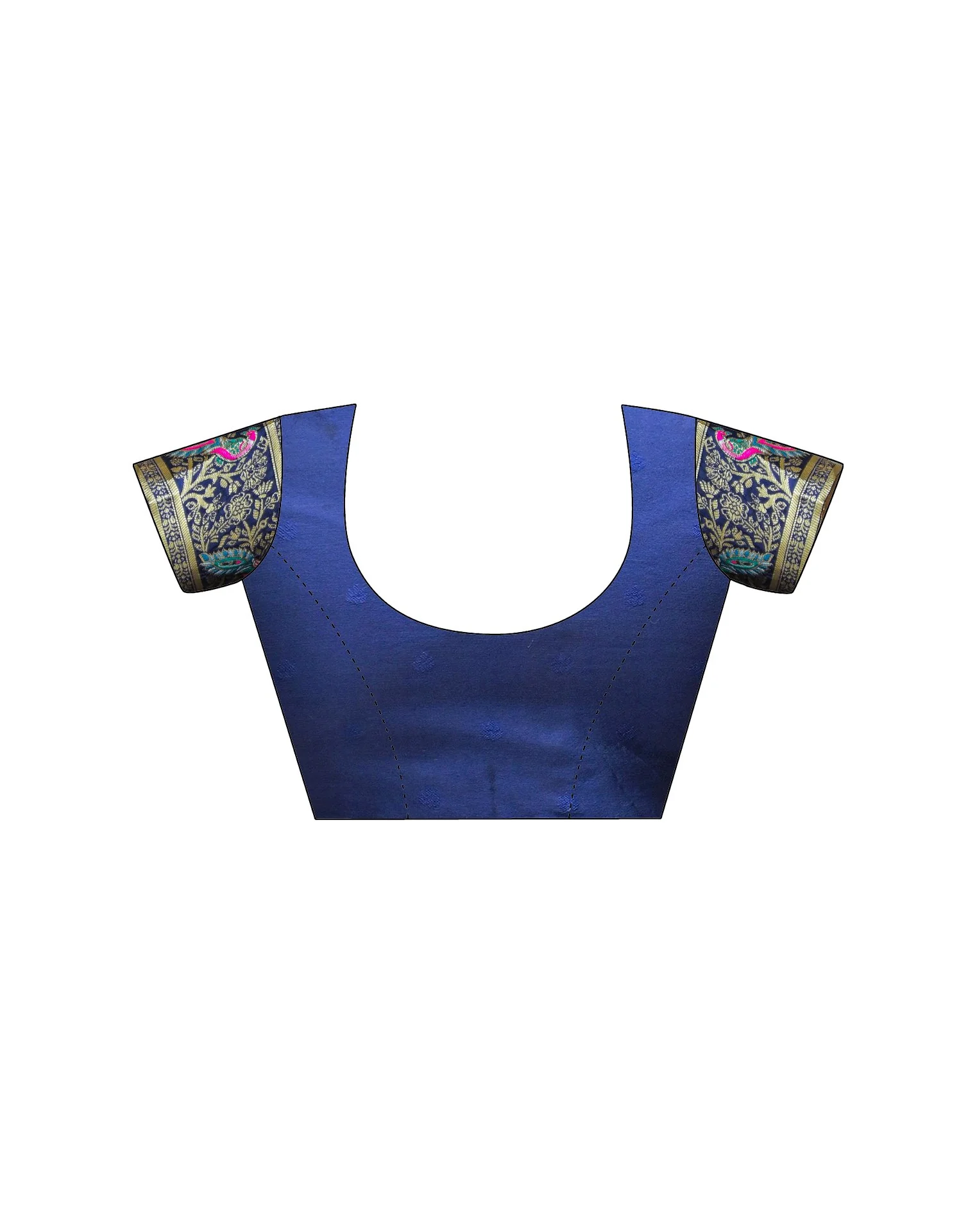 Navy Blue Silk Woven Banarasi Saree - Image 13