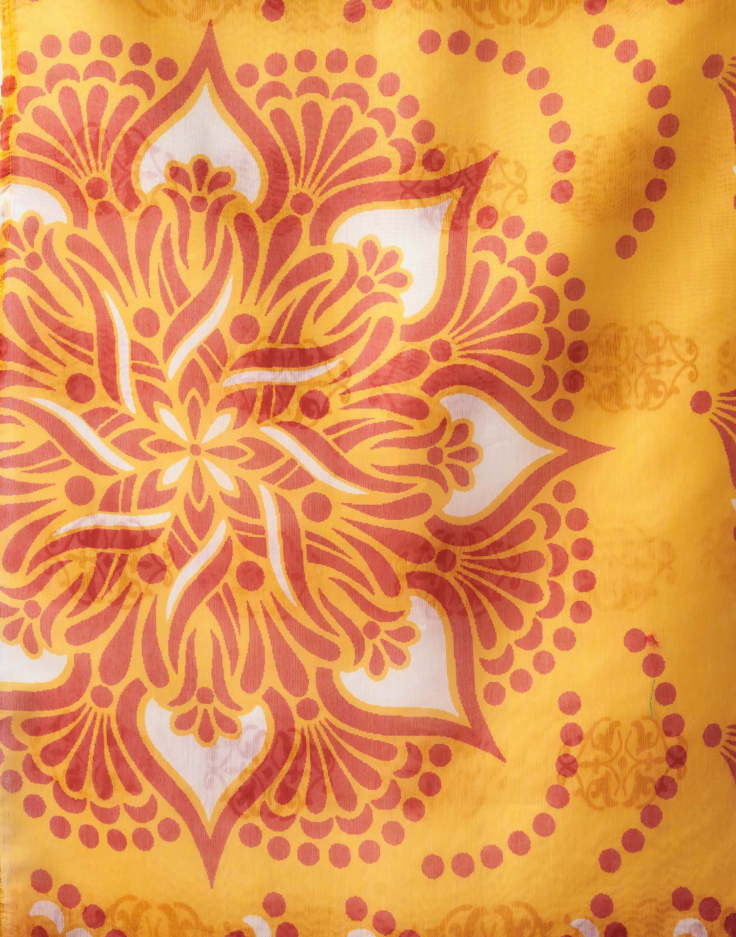 Off White Chanderi Printed Durga Puja Saree - Image 11