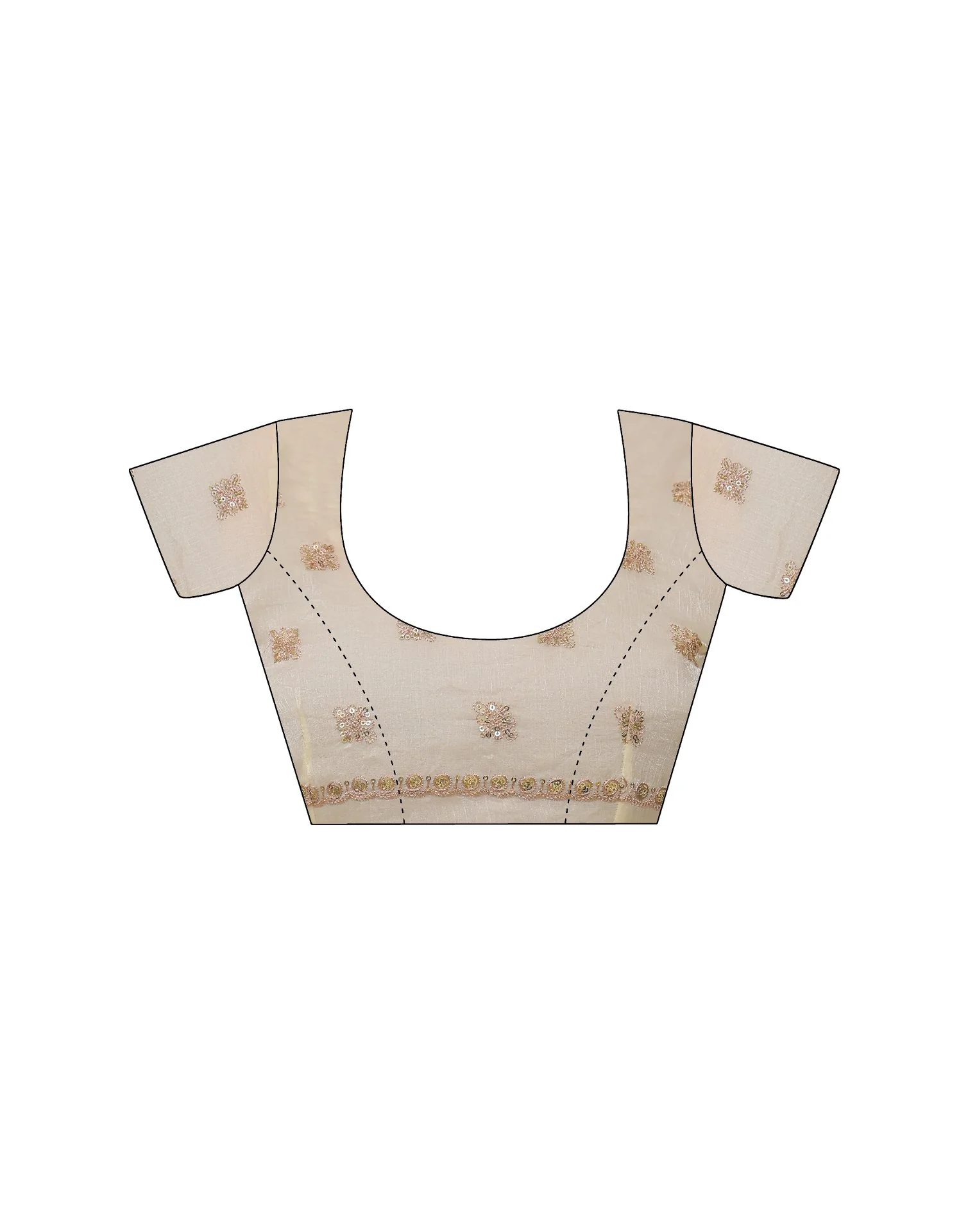 Off White Shimmer Sequence Embroidery Saree - Image 14