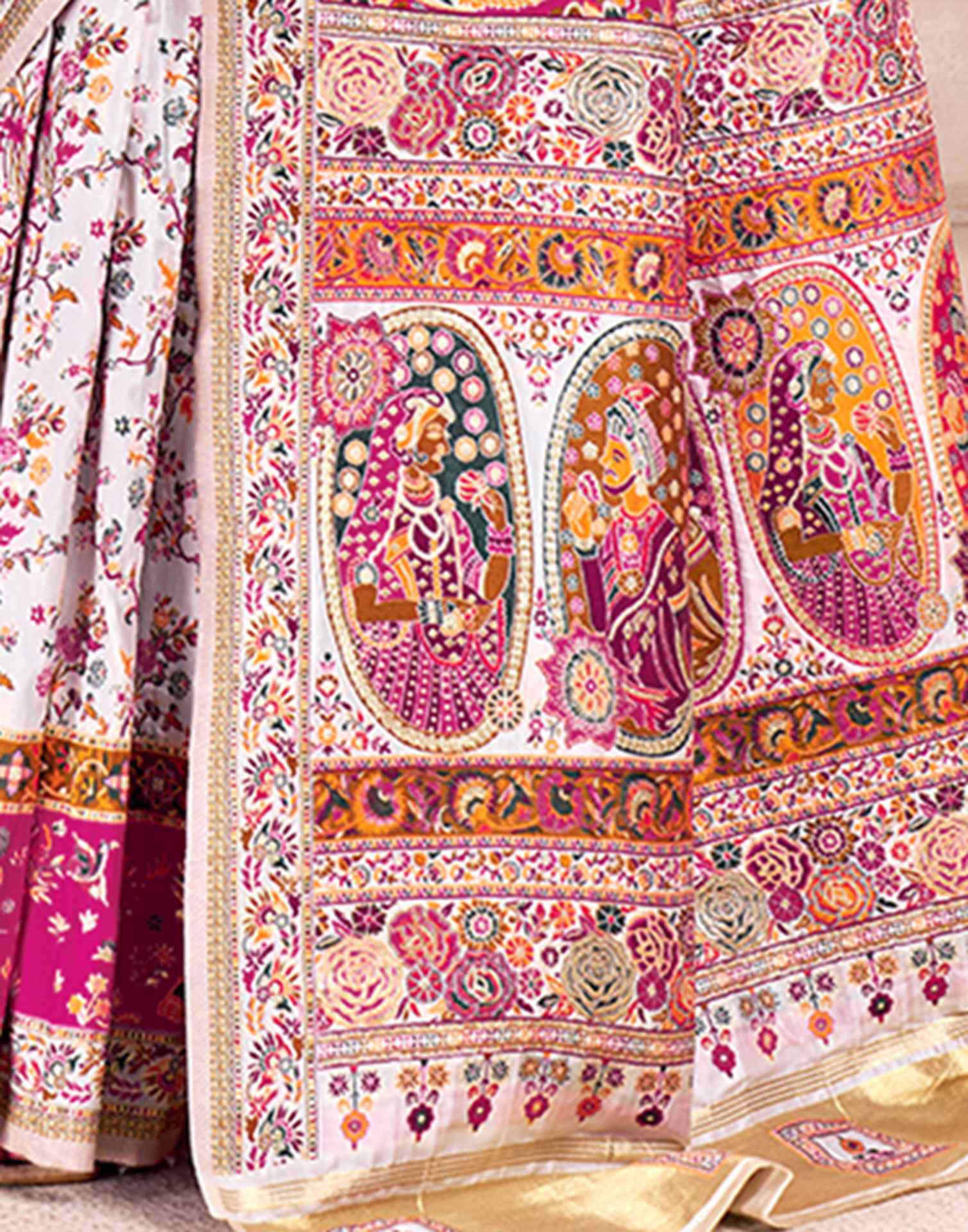 Off White Silk Woven Patola Saree - Image 8