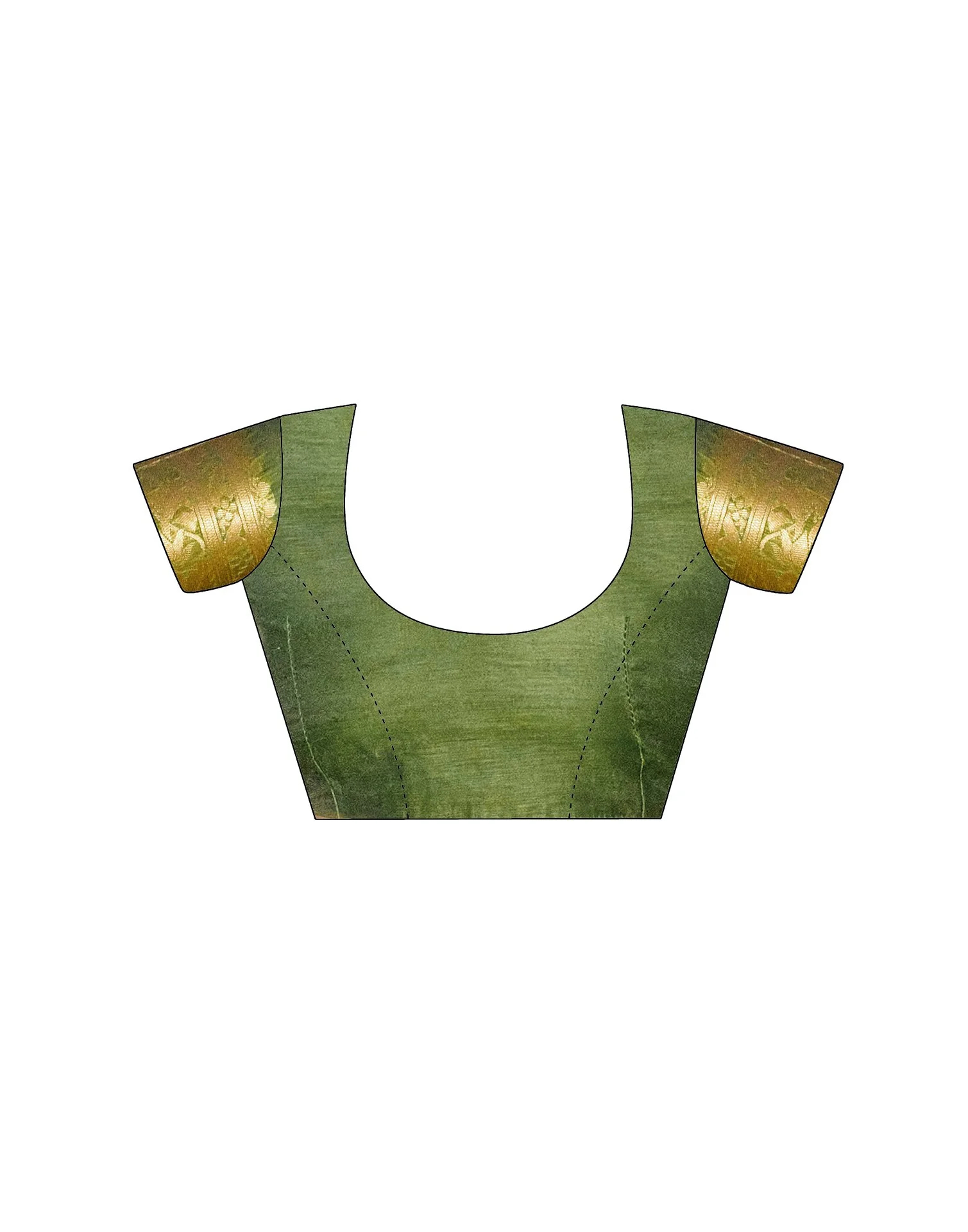 Olive Green Chanderi Woven Saree - Image 9