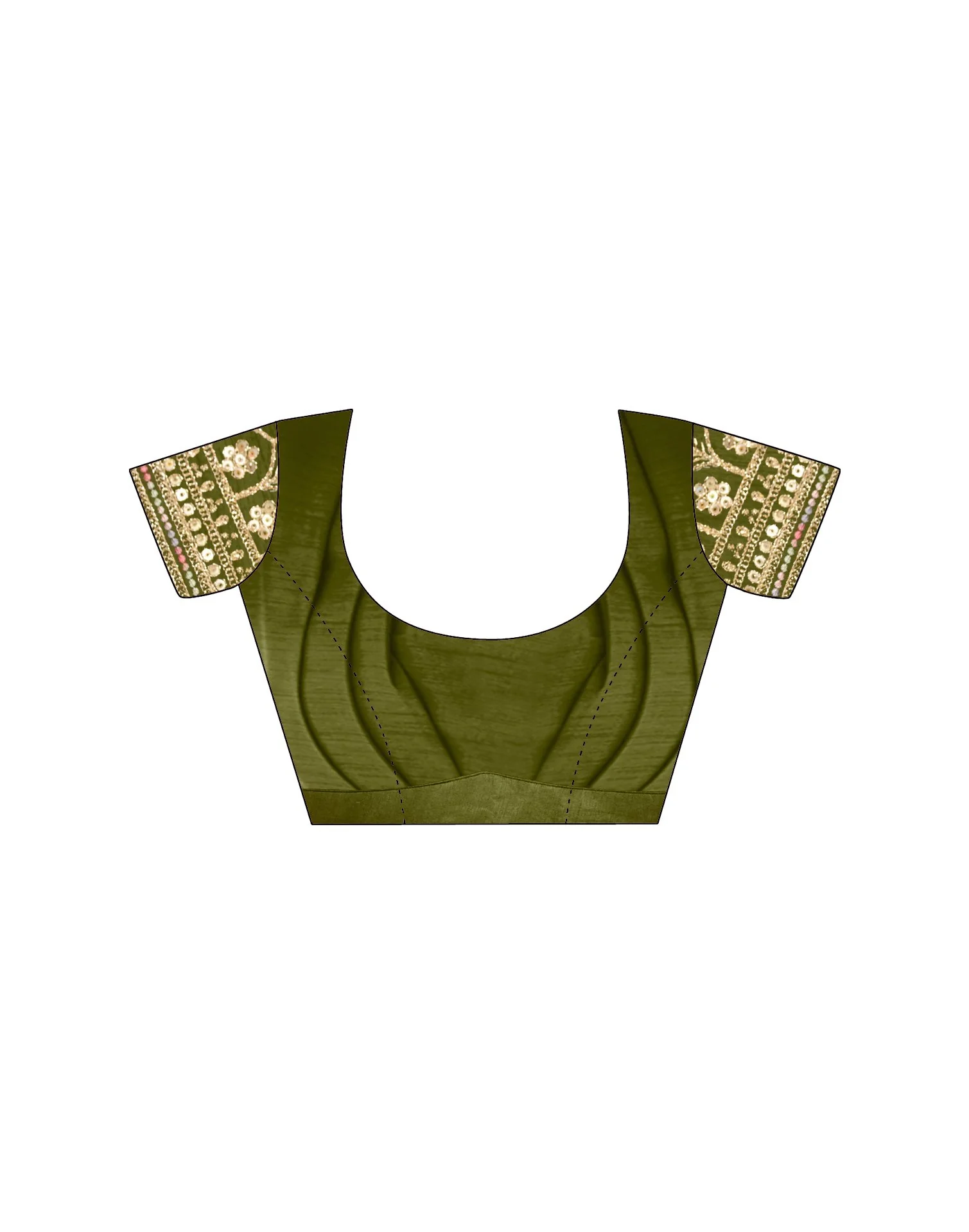 Olive Green Chinnon Sequence Lace Saree - Image 11