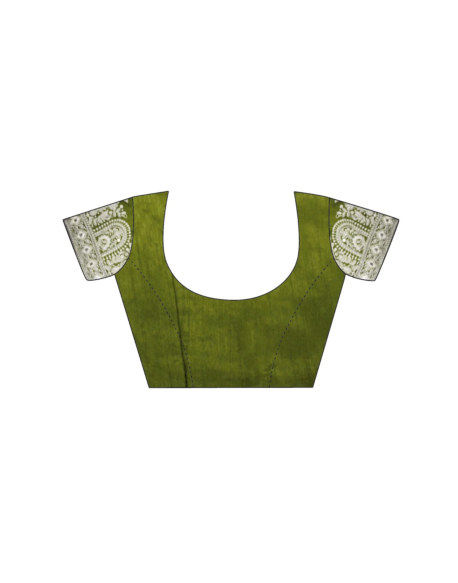 Olive Green Georgette Embroidery Saree - Image 11