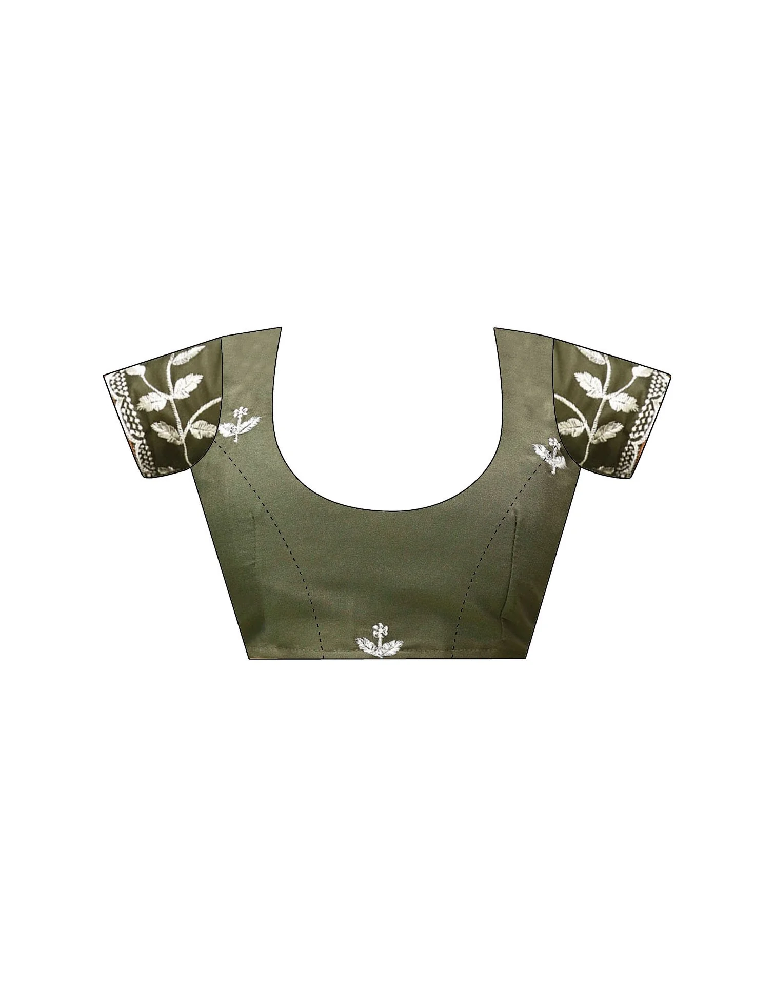 Olive Green Georgette Embroidery Saree - Image 9