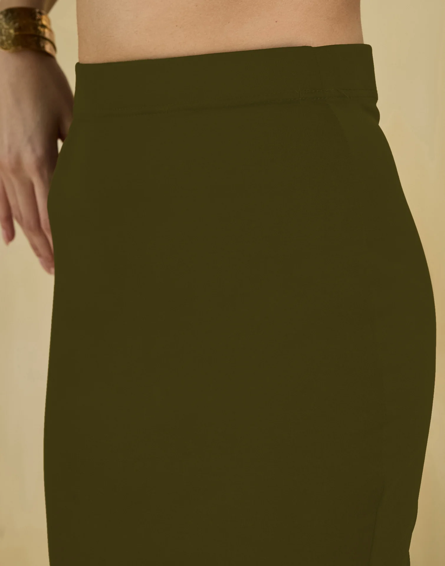 Olive Green Lycra Plain Elastic Waist Shapewear - Image 7