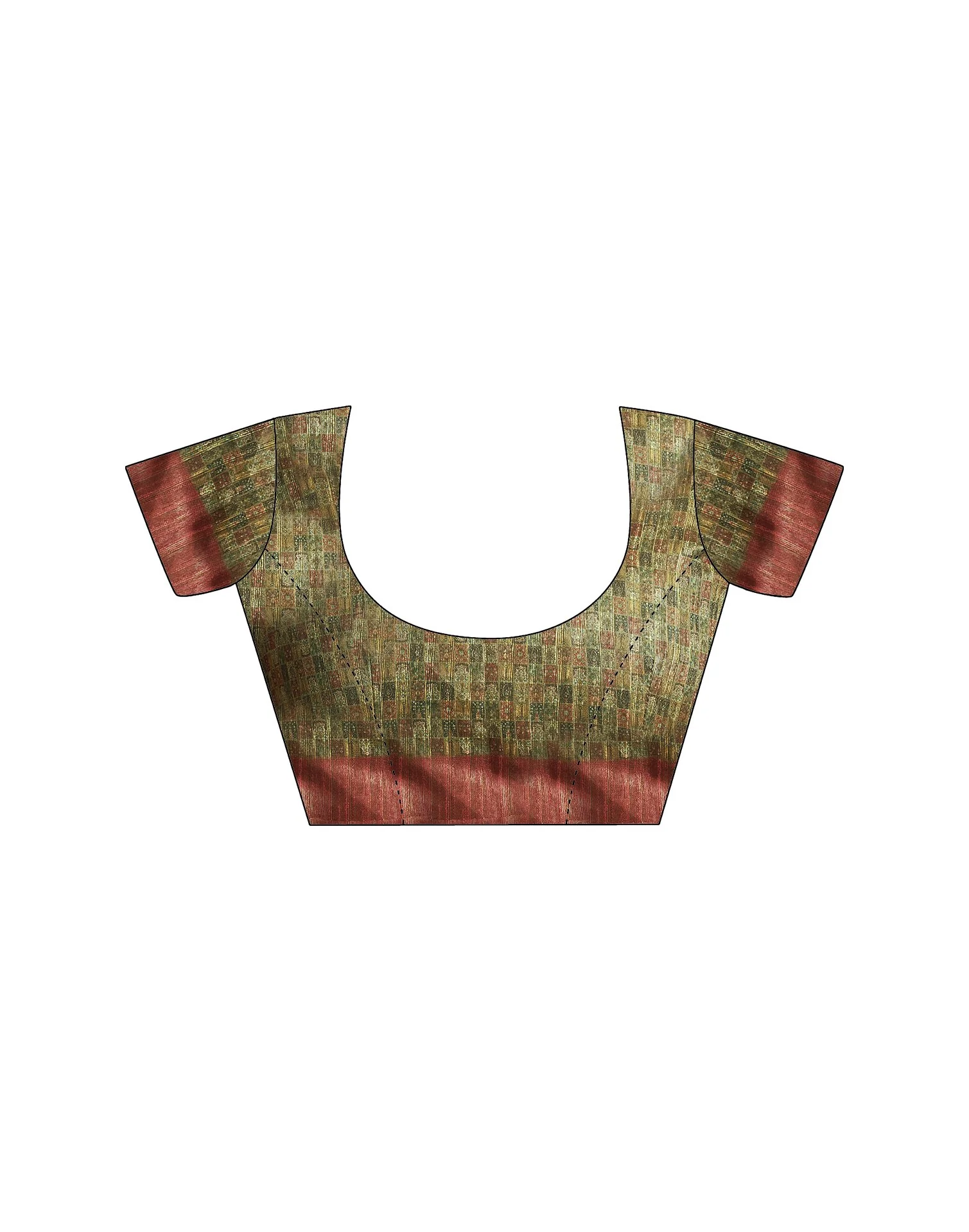 Olive Green Printed Cotton Blend Saree - Image 10