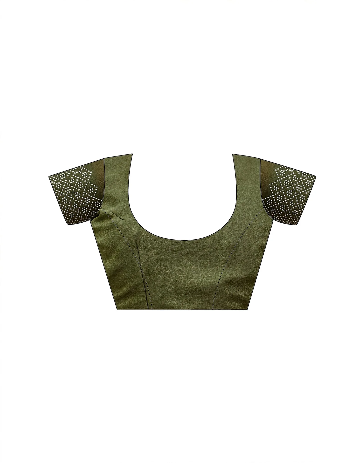 Olive Green Shimmer Stone Work Swarovski Saree - Image 10