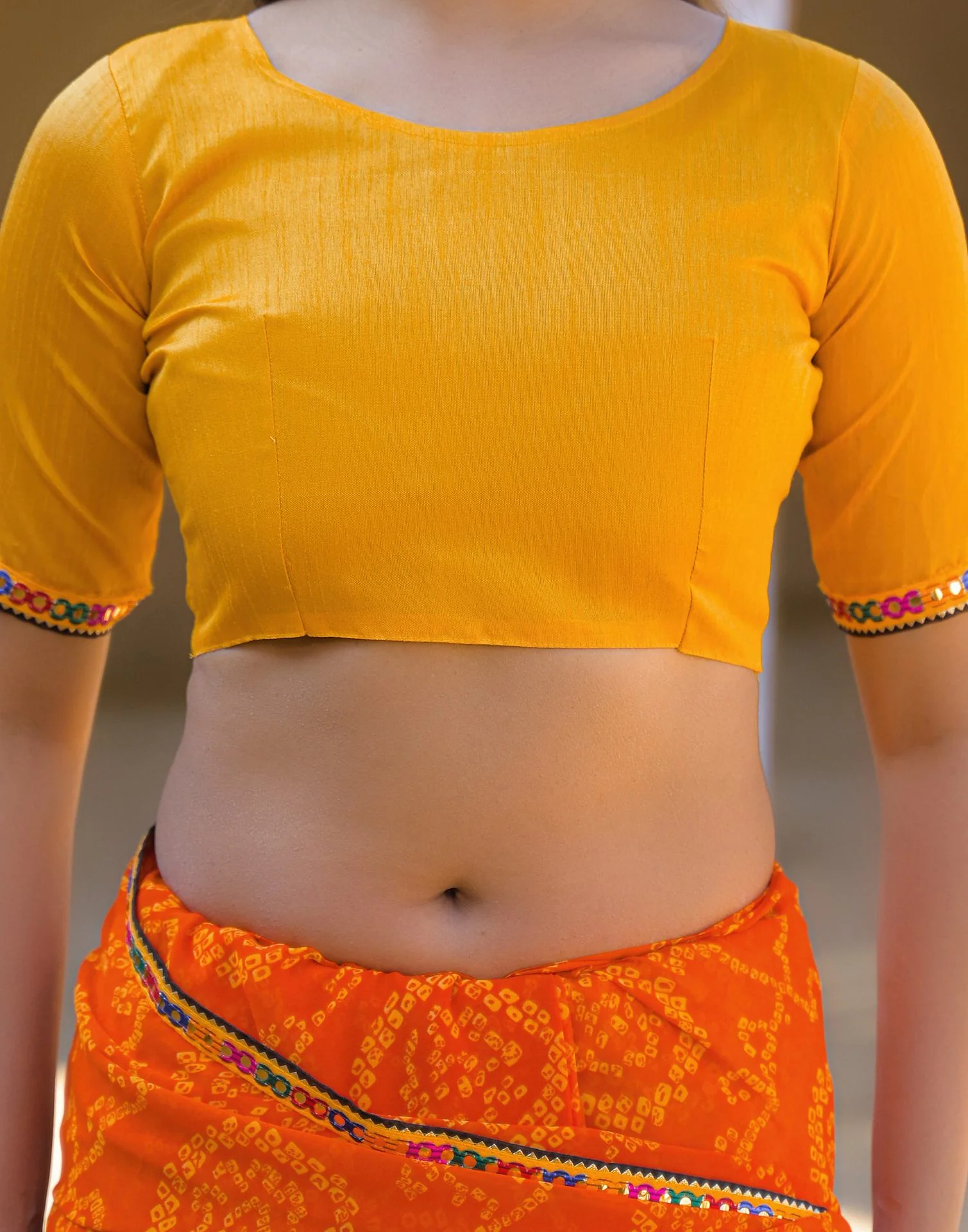 Orange Georgette Printed Bandhani Saree - Image 12